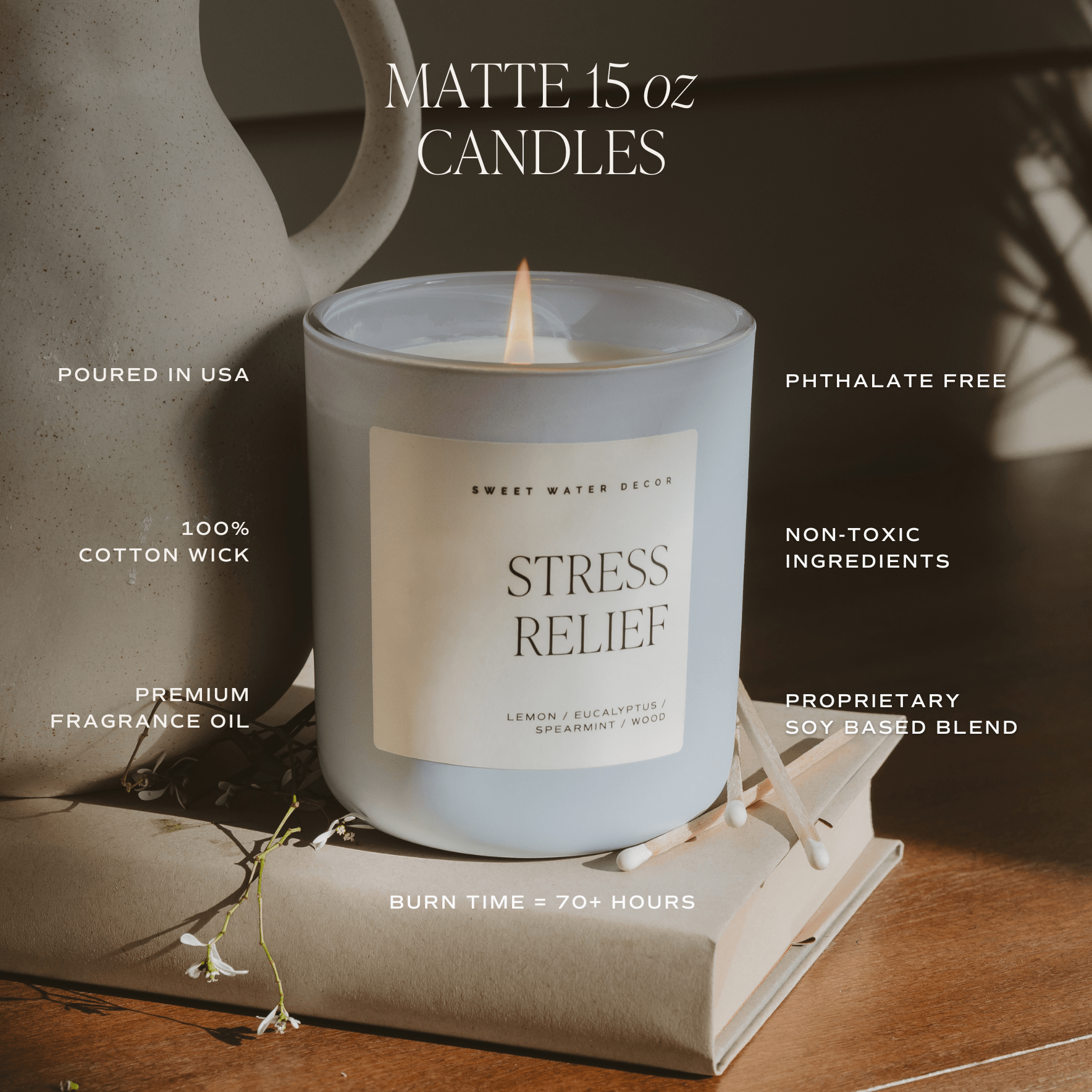Salt and Sea Soy Candle - Blue Matte Jar, 15 oz - view 4