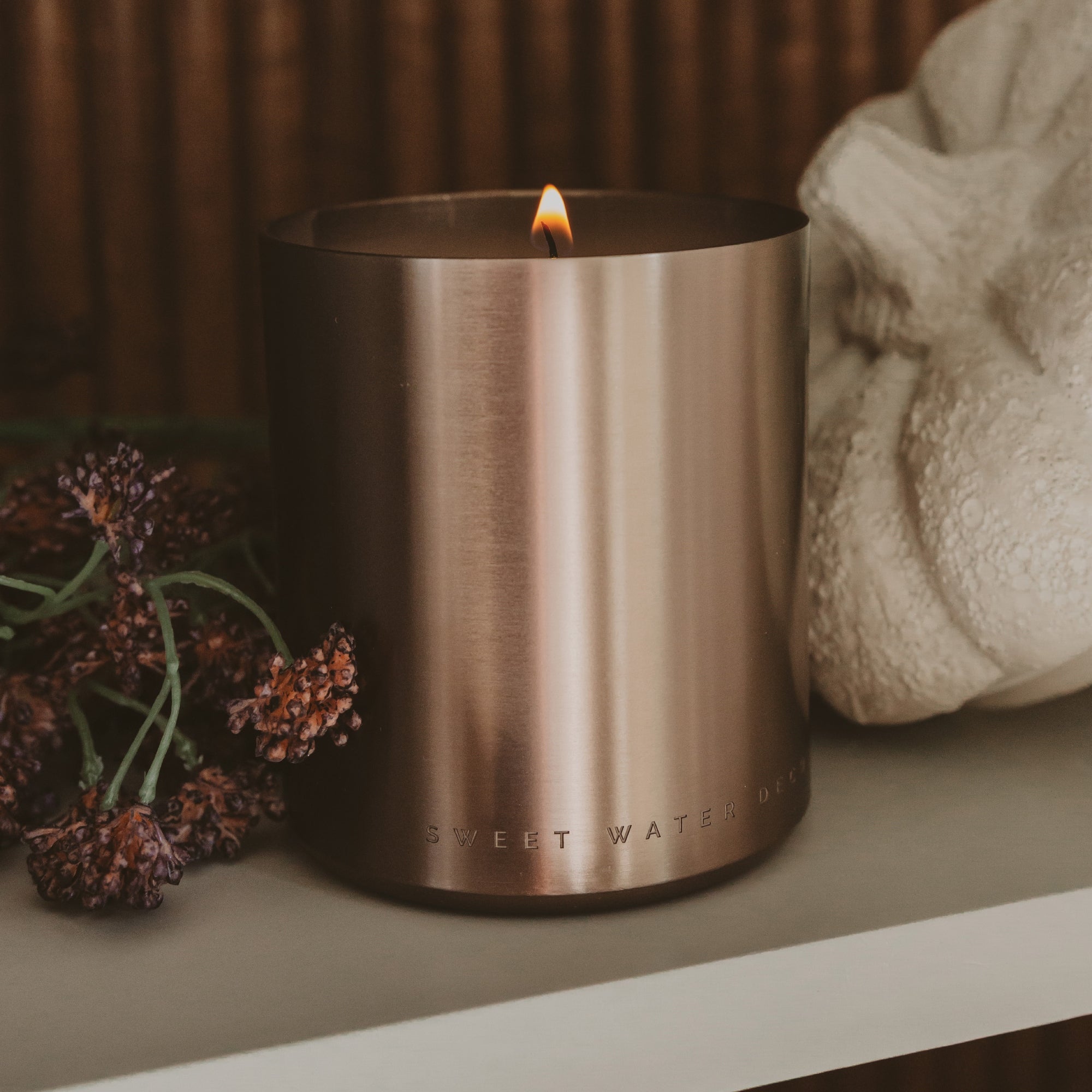 Hello Fall Soy Candle - Bronze Metal Jar, 10 oz - view 4