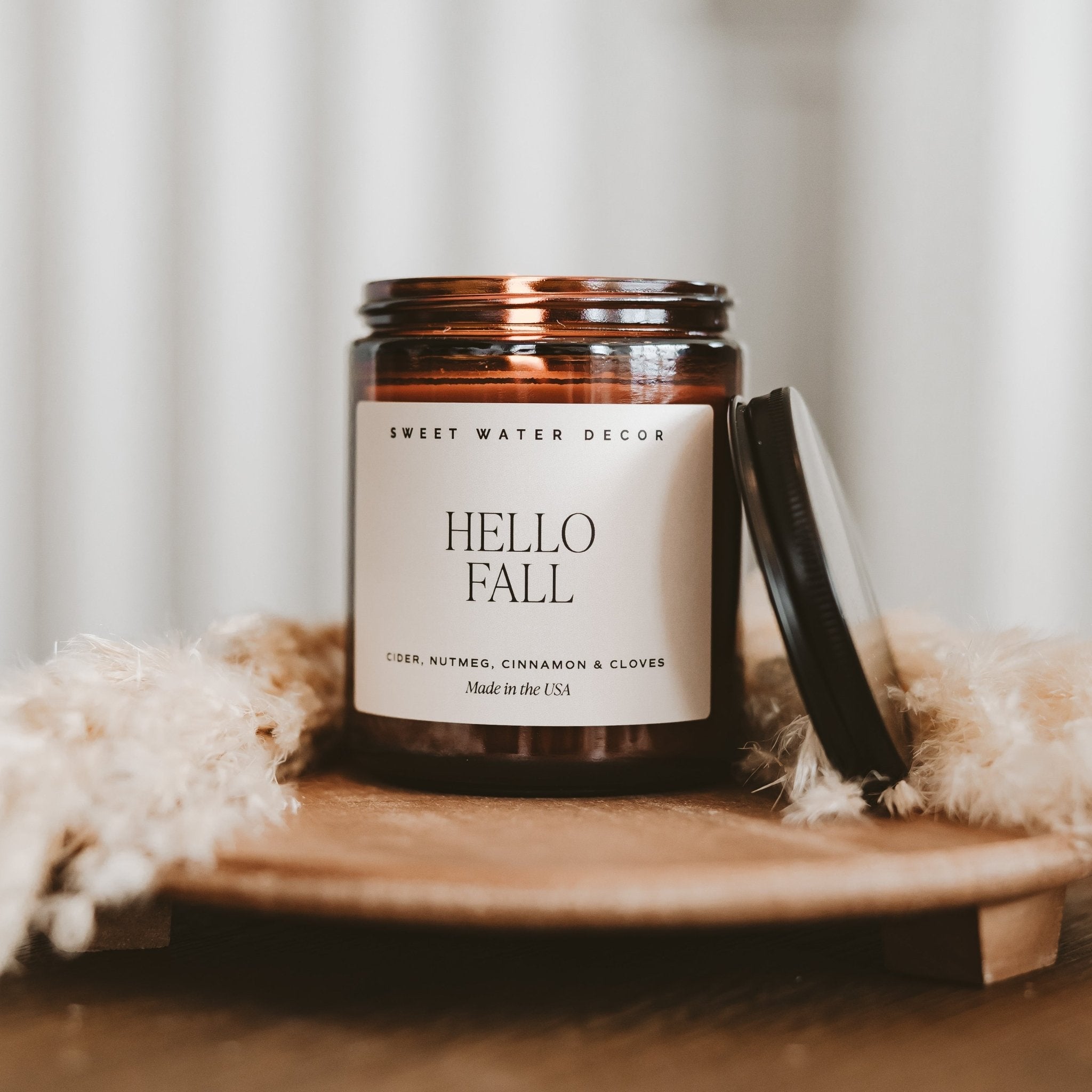 Hello Fall Soy Candle - Amber Jar, 9 oz - view 3
