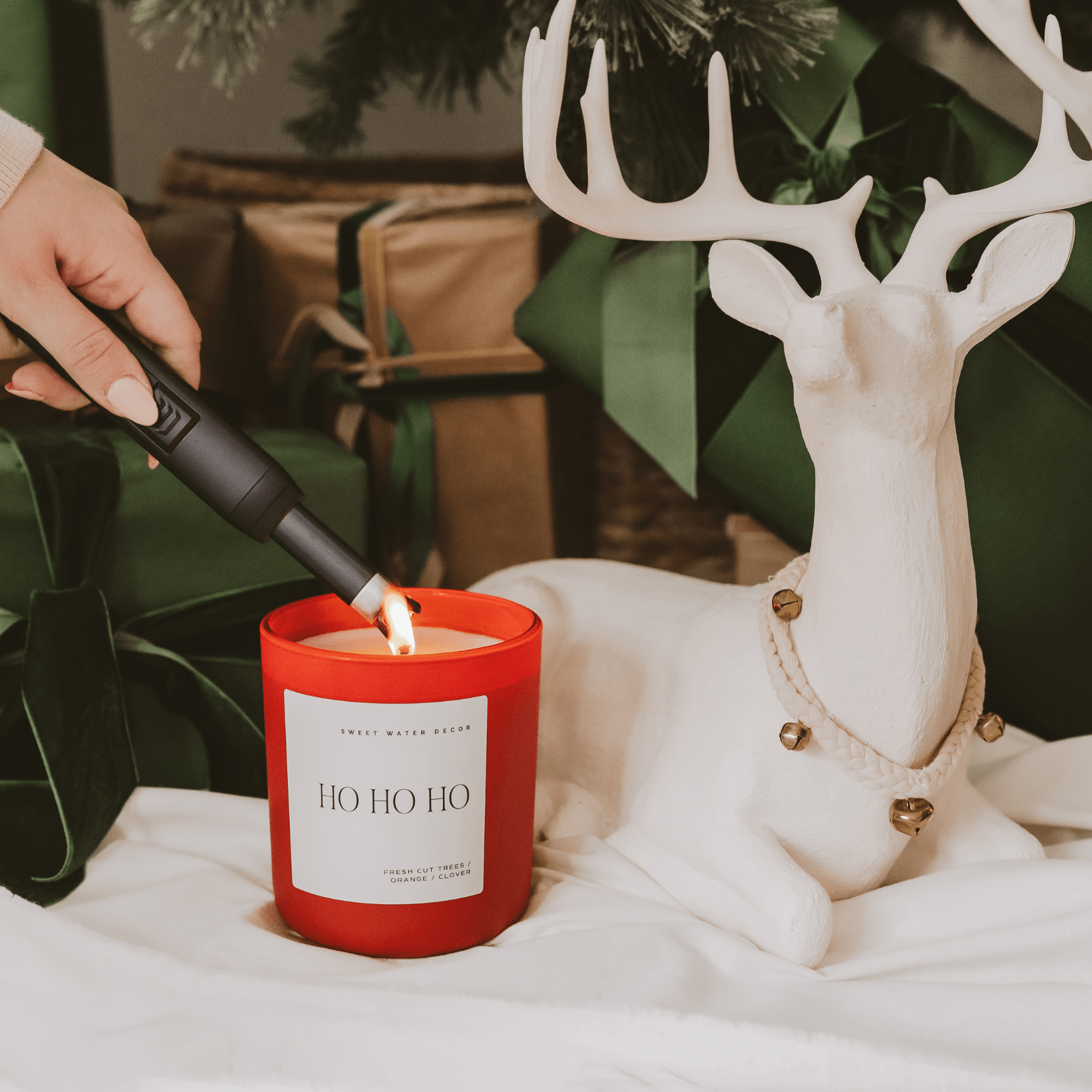 Ho Ho Ho Christmas Candle - Red Matte Jar, 15 oz - view 5
