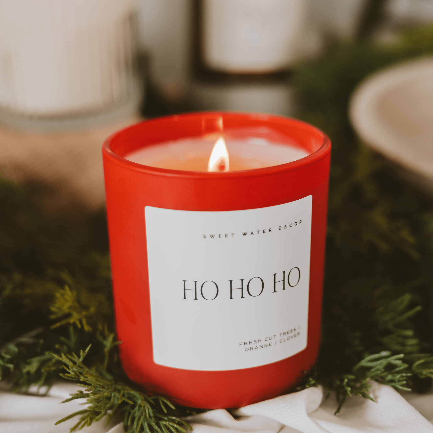 Ho Ho Ho Christmas Candle - Red Matte Jar, 15 oz - view 4