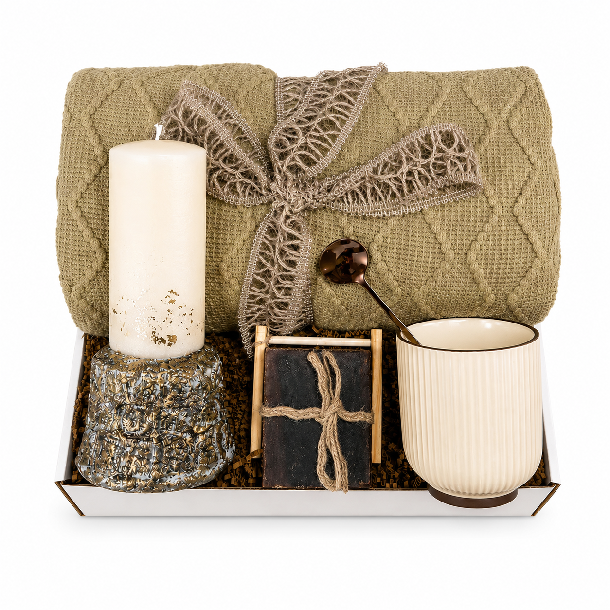 Ultimate Hygge Gift Box for Men Cozy Blanket Gift Basket