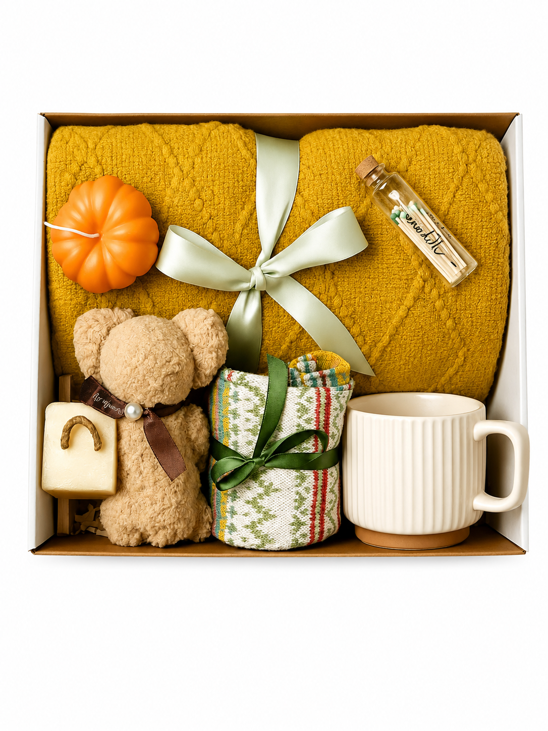 Cozy Fall Care Package – Blanket, Candle & Socks | Relaxation Gift Box for Women