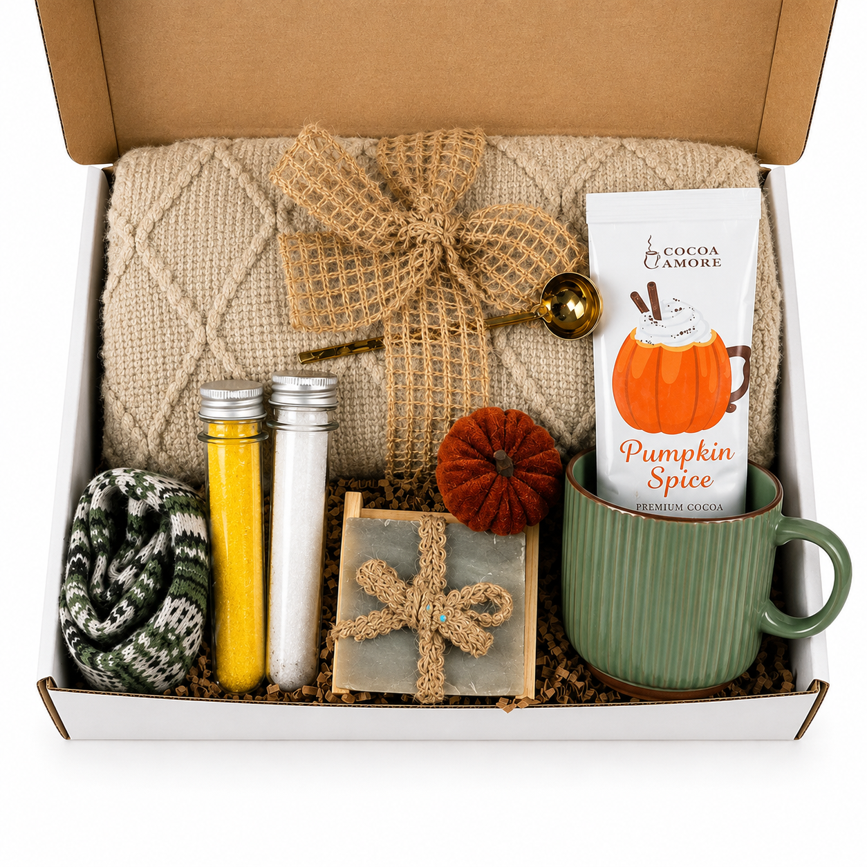 Fall Gift Basket for Her with Cozy Blanket, Autumn Care Package, Pumpkin Spice Gift Box, Fall Birthday Gift, Thanksgiving Gift for Women