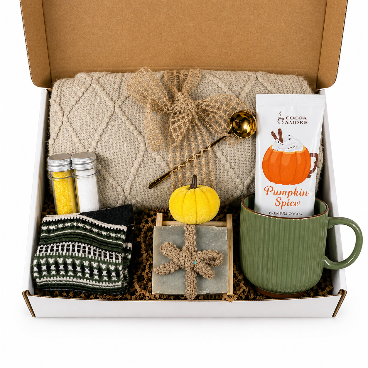 Fall Gift Basket for Her with Cozy Blanket, Autumn Care Package, Pumpkin Spice Gift Box, Fall Birthday Gift, Thanksgiving Gift for Women