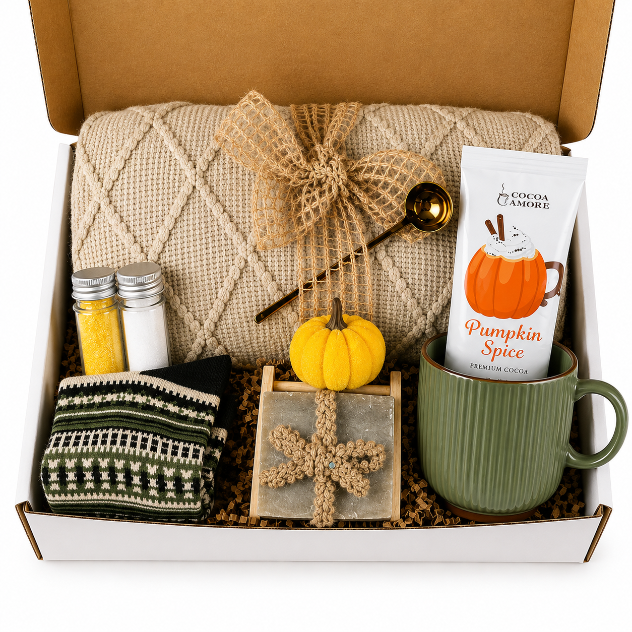 Fall Gift Basket for Her with Cozy Blanket, Autumn Care Package, Pumpkin Spice Gift Box, Fall Birthday Gift, Thanksgiving Gift for Women