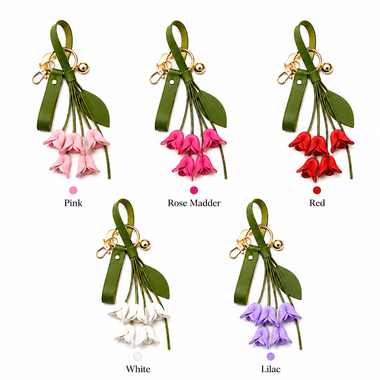 Luxury Floral Leather Bag Charm