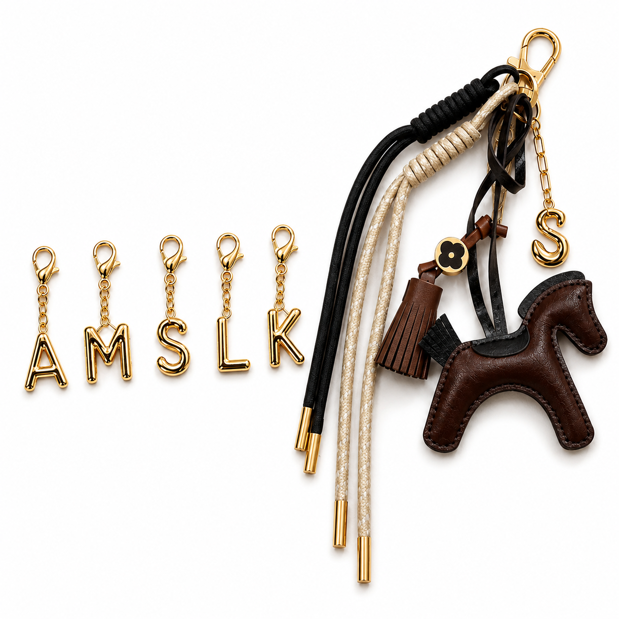 Horse Bag Charm with Leather Keychain