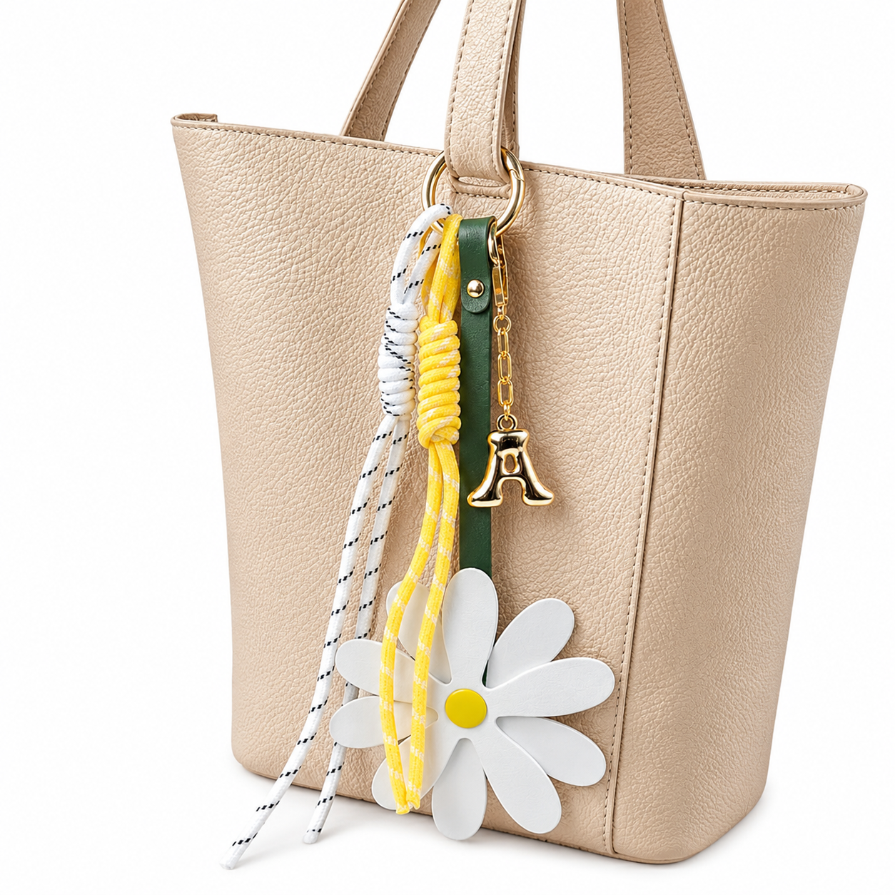 Daisy Bag Charm with Initial, Personalized Purse Charm