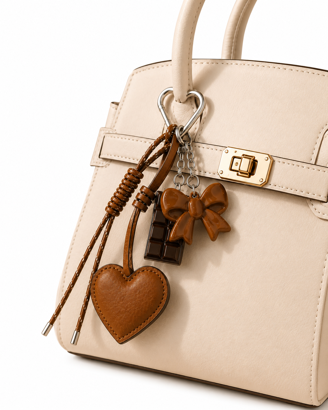 Brown Bag Charm Heart Purse Charm Cute Handbag Accessory