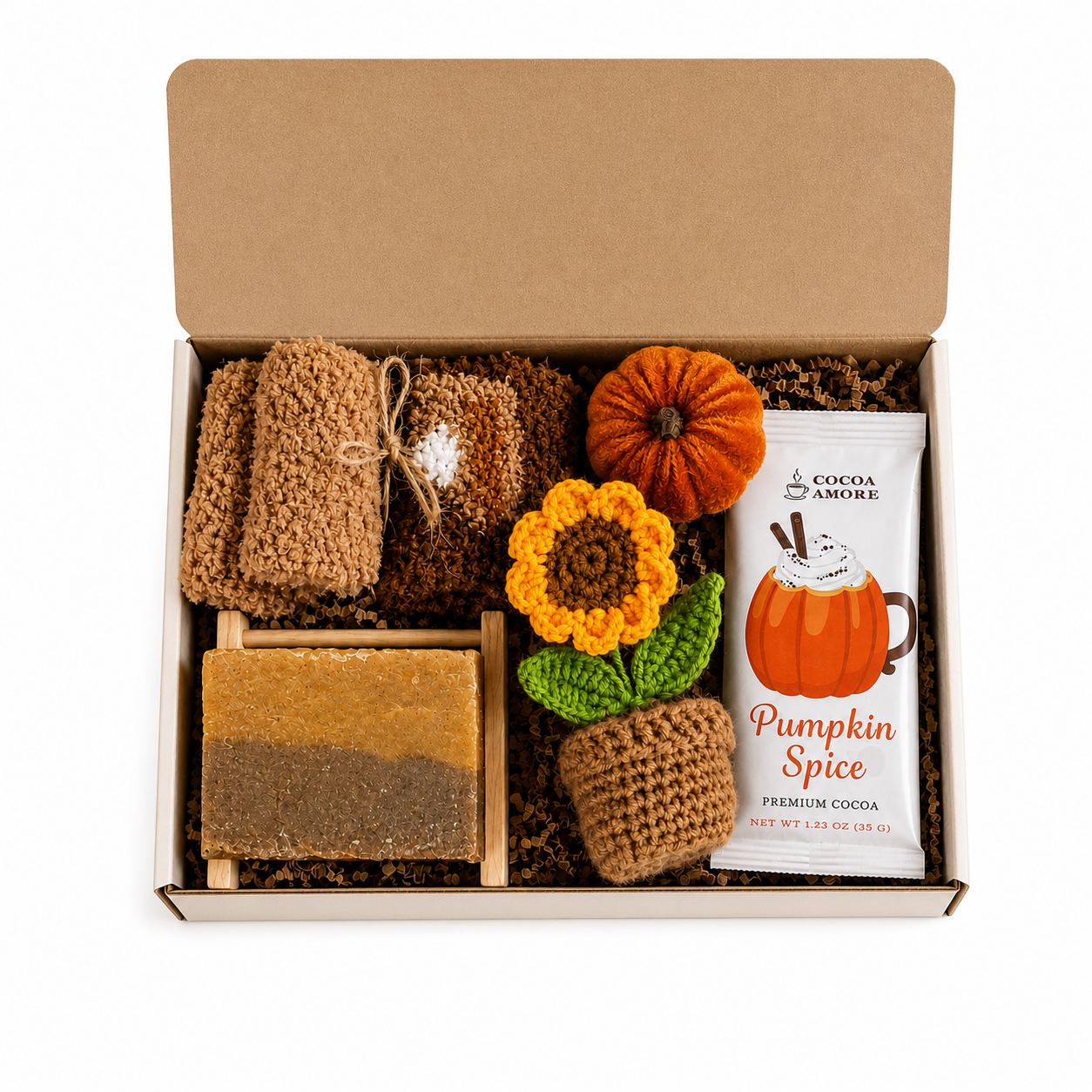 Fall Gift Box for Her Golden Hearth autumn care package on white background