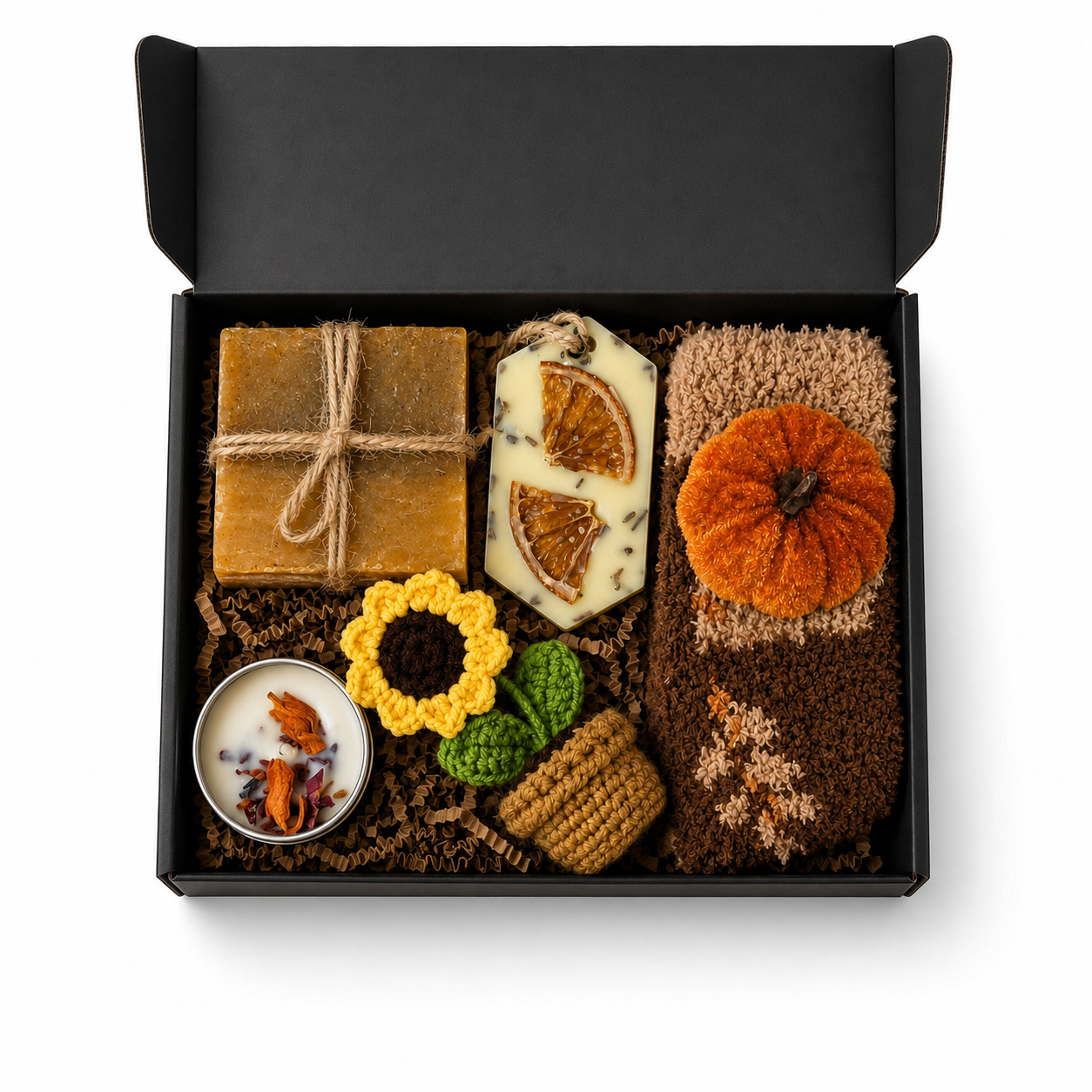 Fall Gift Box for Women Harvest Bliss autumn gift basket on white background