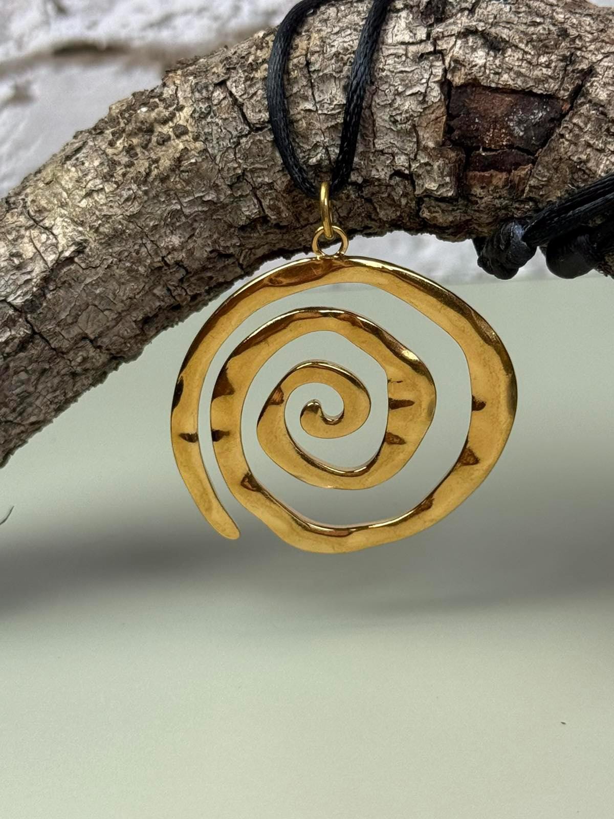 Swirl Y2K necklace, Spiral necklace, Protection necklace, Gift for daughter, Black cord choker, Round necklace, Girlfriend necklace, Adjustable Necklace, Adjustable length, Sister Gift