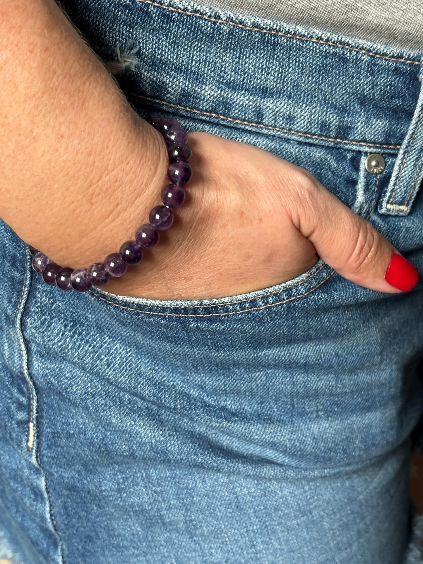 Purple Amethyst bracelet, mother of groom gift, Thank you gift, Gift for sister, evil eye bracelet, friendship bracelet, gemstone bracelet, mom bracelet, Gift for aunt, Protection bracelet, estate jewelry, lapis lazuli, 30th birthday, 30th birthday gift, Big sister gift