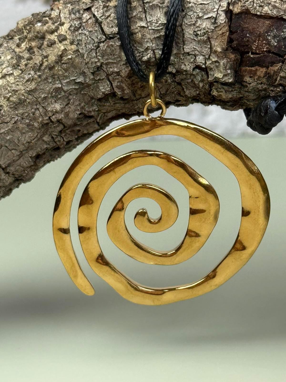 Swirl Y2K necklace, Spiral necklace, Protection necklace, Gift for daughter, Black cord choker, Round necklace, Girlfriend necklace, Adjustable Necklace, Adjustable length, Sister Gift