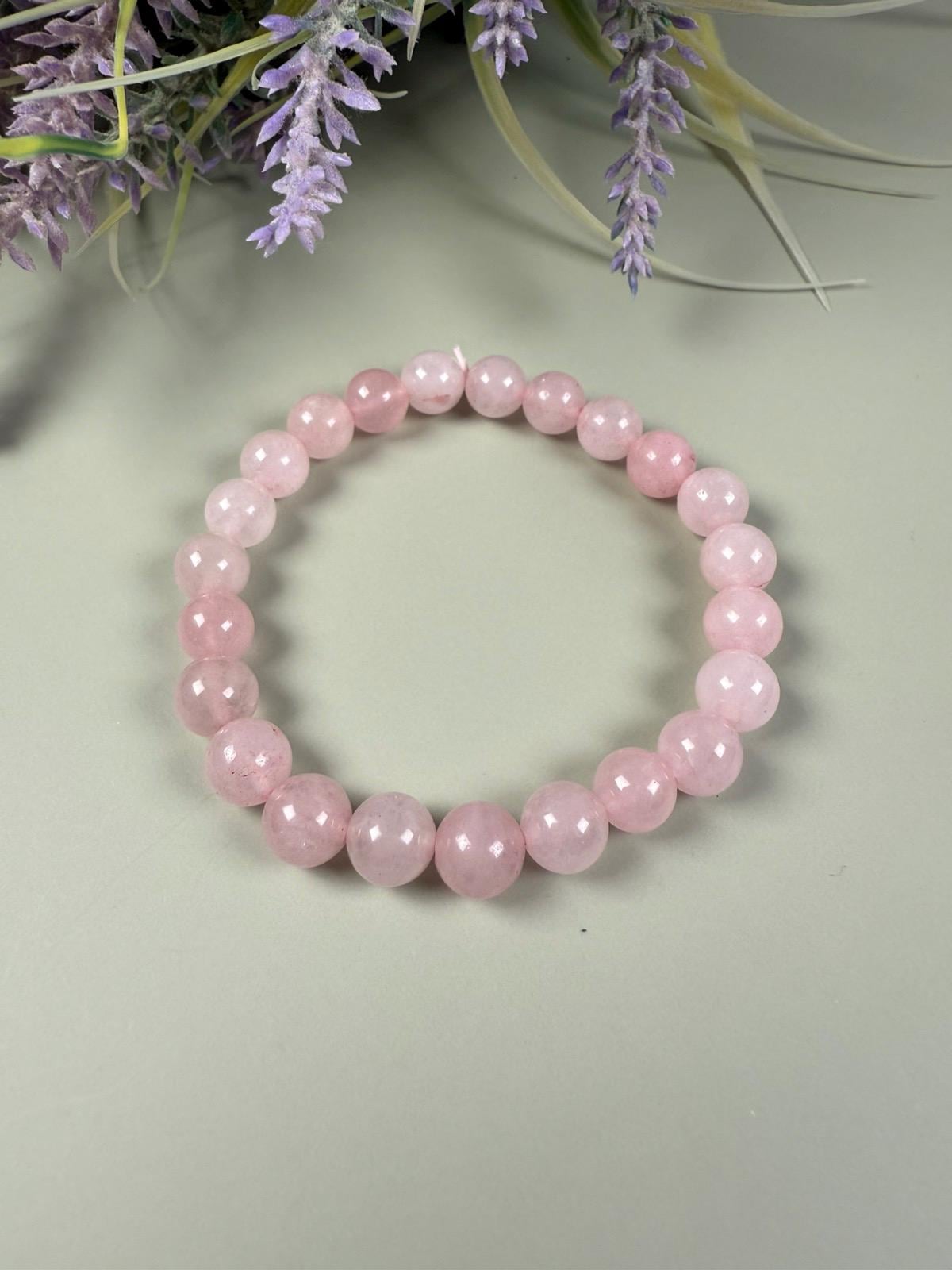 Rose Quartz Bracelet for Mom Birthday Gift Rose Quartz Crystal Bracelet Gemstone Beaded Bracelet Natural Crystal Mom bracelet Thank you gift