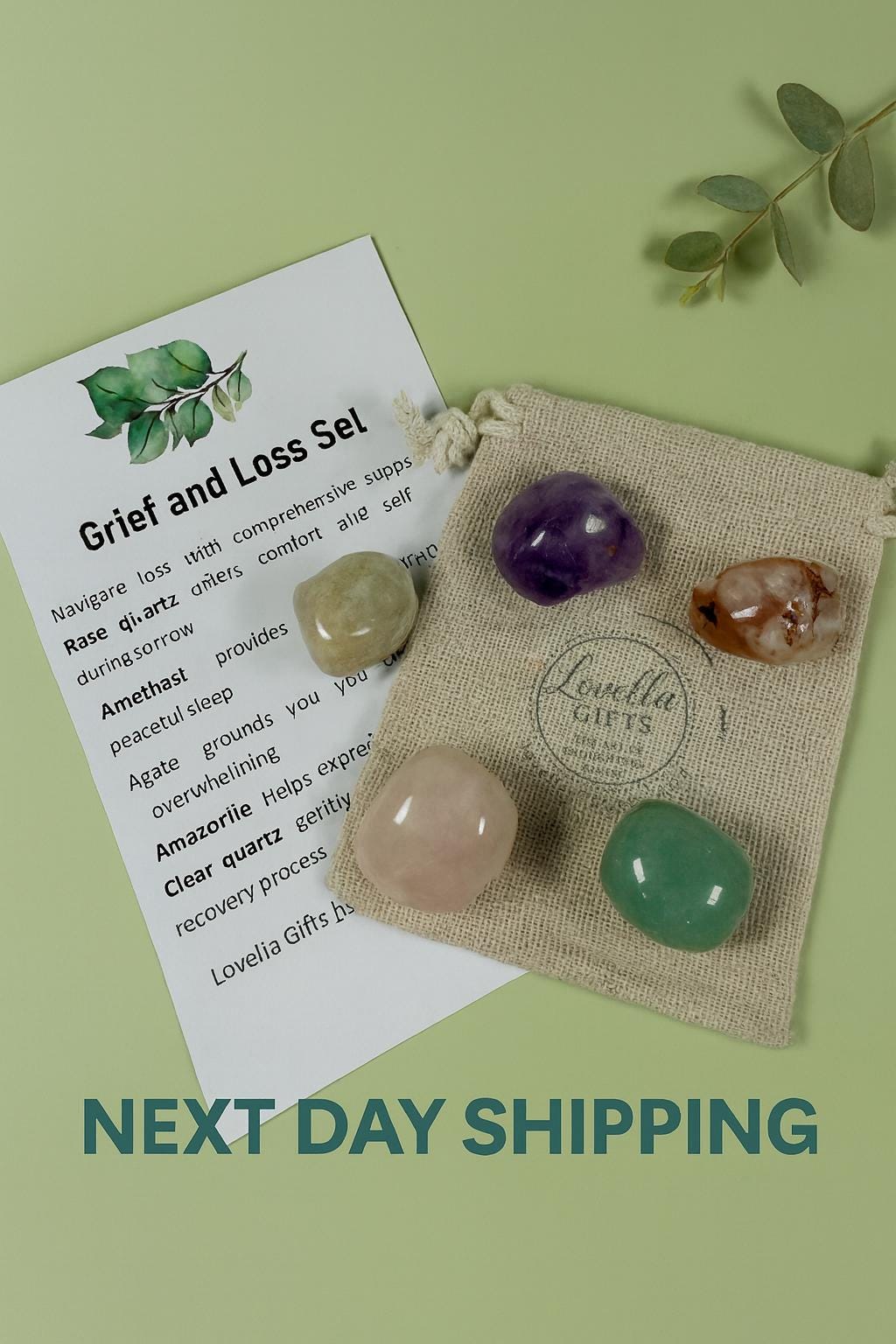 Healing Crystals for Grief and Loss Memorial Bereavement Gift Set Celebration of Life Calming Crystal Collection Stress Relief Gemstone Set