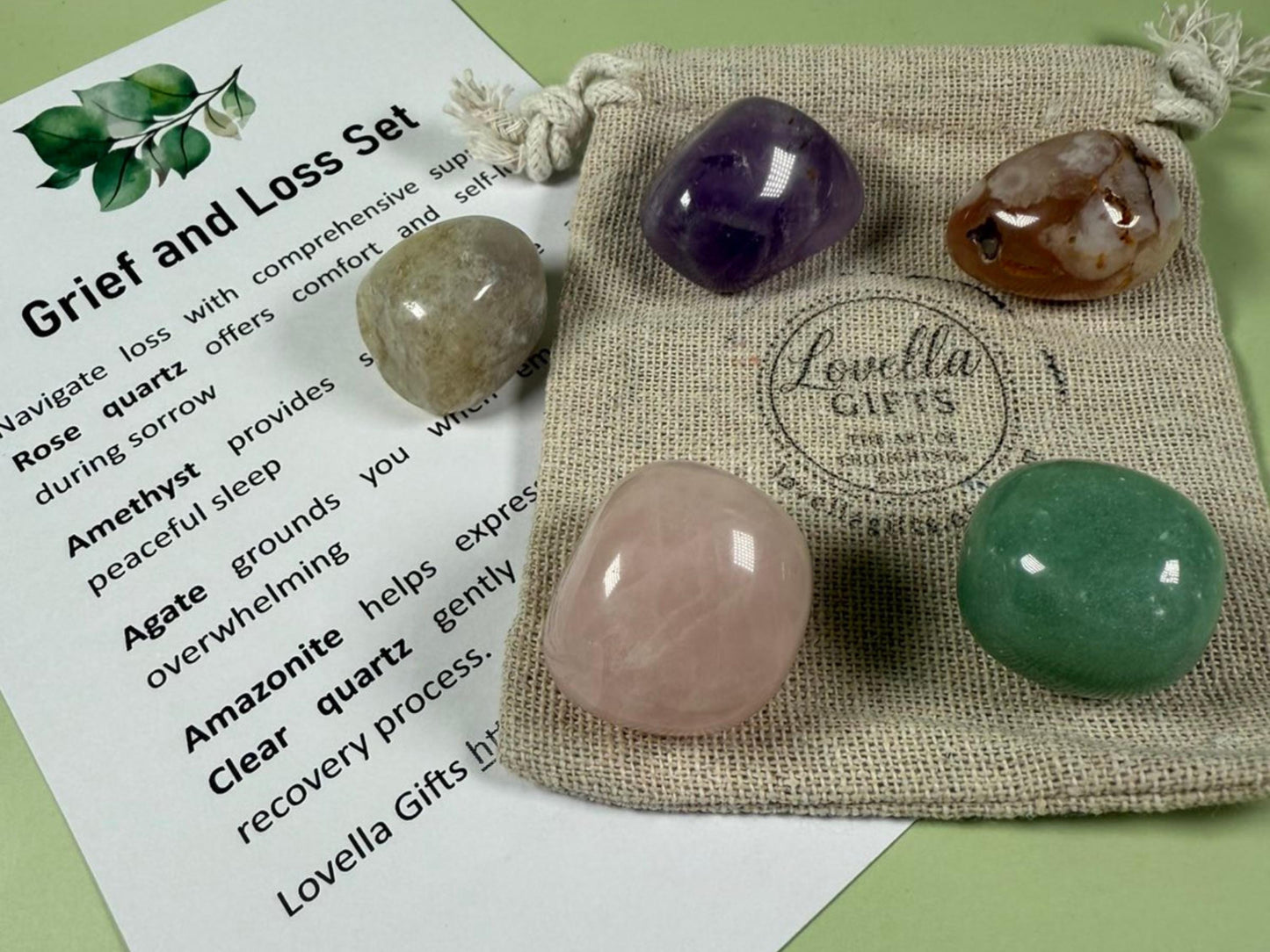 Healing Crystals for Grief and Loss Memorial Bereavement Gift Set Celebration of Life Calming Crystal Collection Stress Relief Gemstone Set