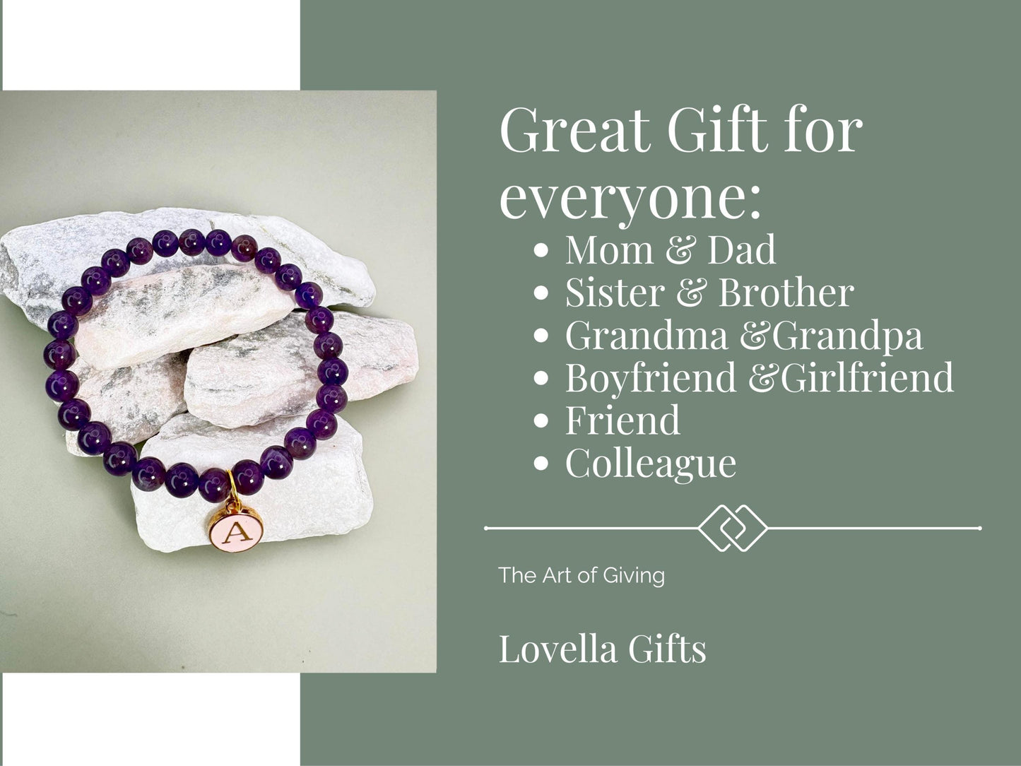Initial Bracelet, Charm Bracelet, Personalized Bracelet, Bracelet For Women, Amethyst Jewelry, Beaded Bracelet, Friendship Bracelet, Mothers Bracelet, Daughter Bracelet, 30th birthday Gift
