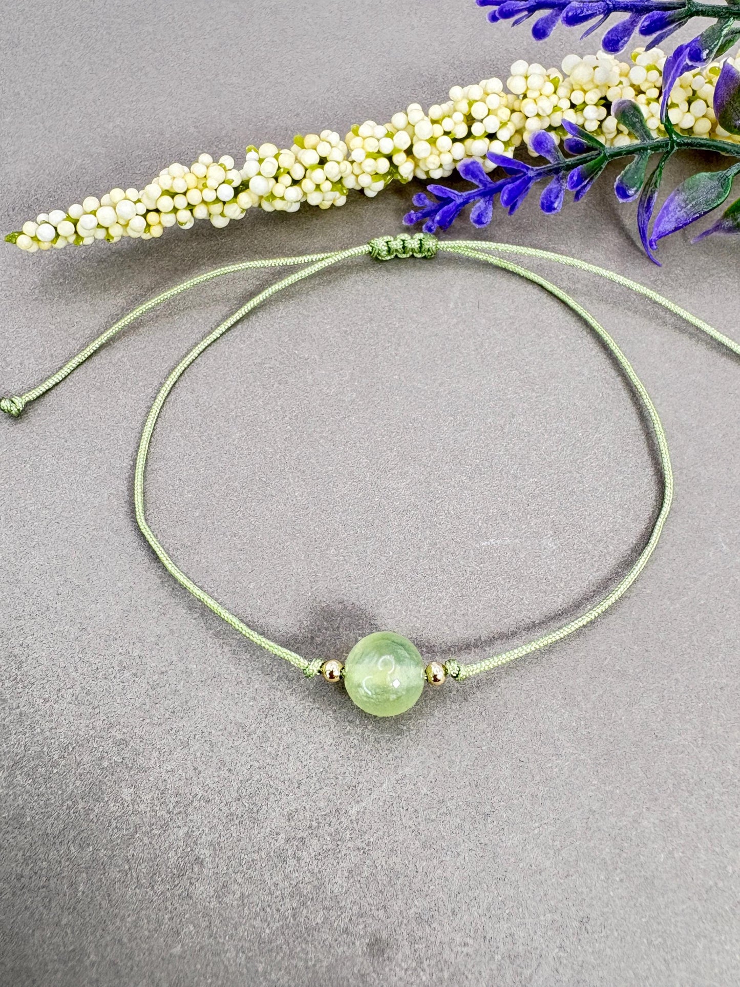 Prehnite Beaded bracelet,Healing crystal, crystal bracelet, dainty bracelet, Protection Bracelet, sister gift, best friend gift, Birthstone bracelet, Adjustable bracelet, daughter gift, bead bracelet, Friendship bracelet
