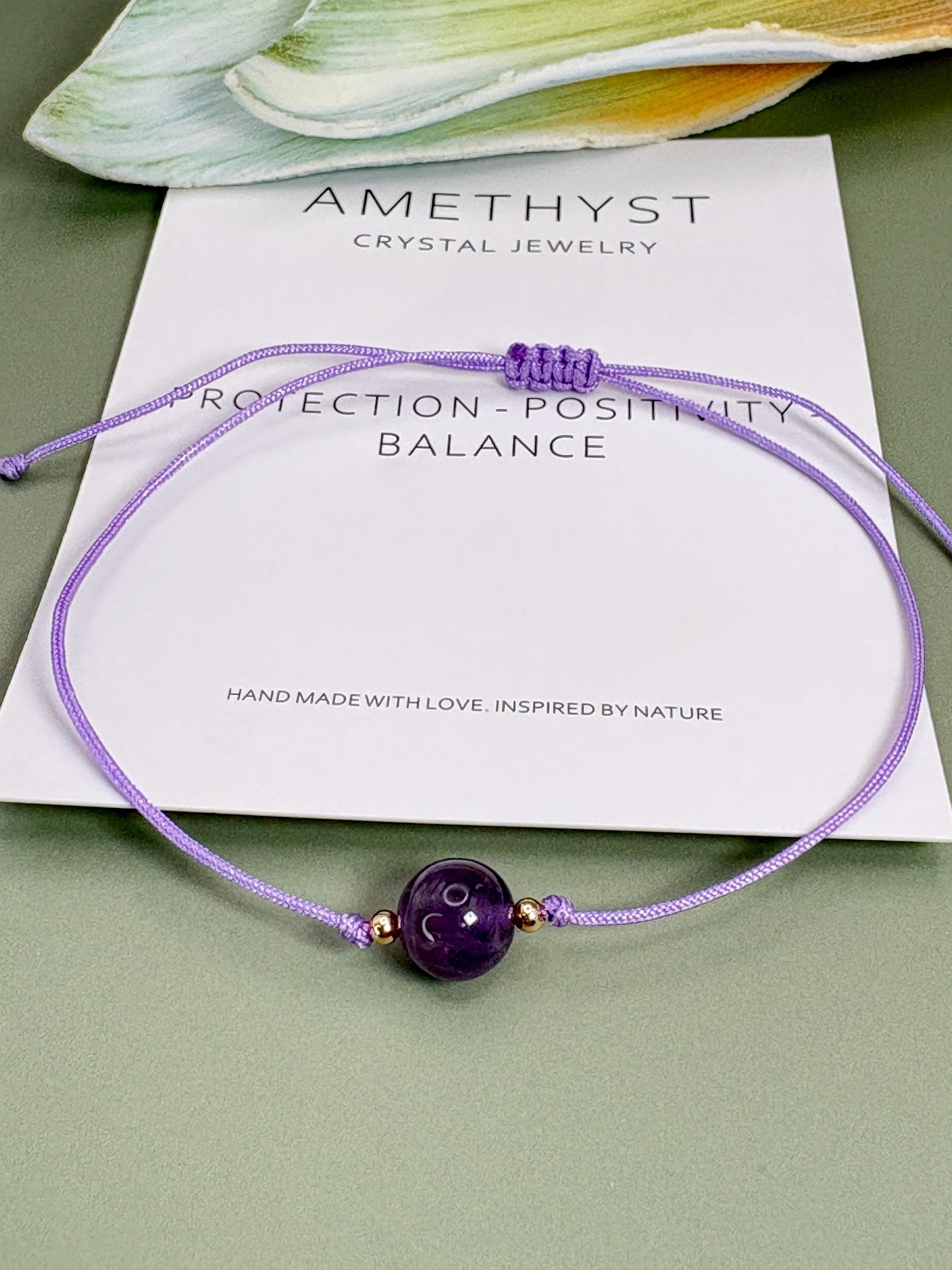 Beaded Amethyst bracelet, Healing gift, Healing crystal, amethyst jewelry, neutral bracelet, Protection Bracelet, crystal bracelet, dainty bracelet, Birthstone bracelet, Sister gift, mother daughter gift, Thin bracelet