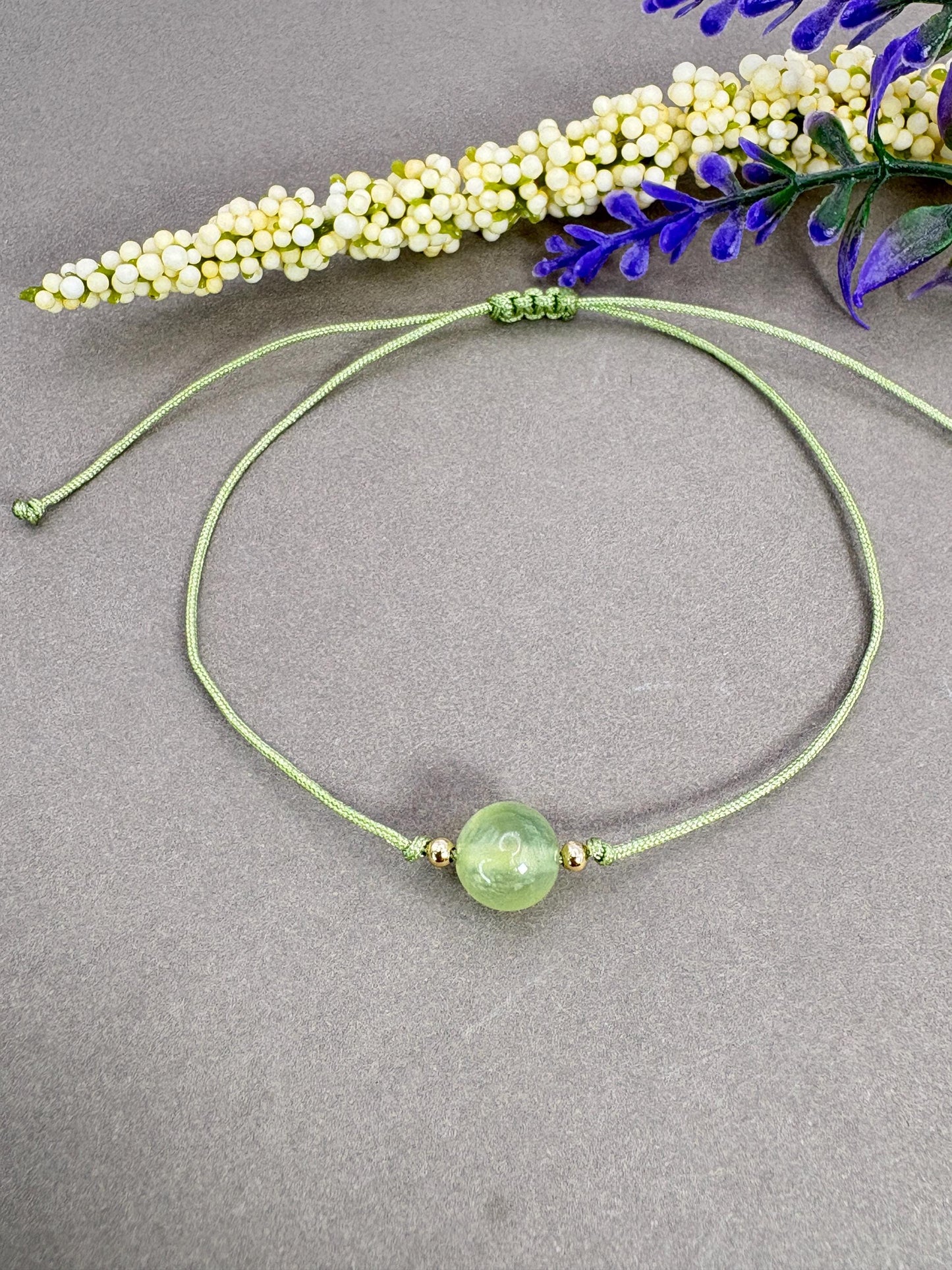 Prehnite Beaded bracelet,Healing crystal, crystal bracelet, dainty bracelet, Protection Bracelet, sister gift, best friend gift, Birthstone bracelet, Adjustable bracelet, daughter gift, bead bracelet, Friendship bracelet