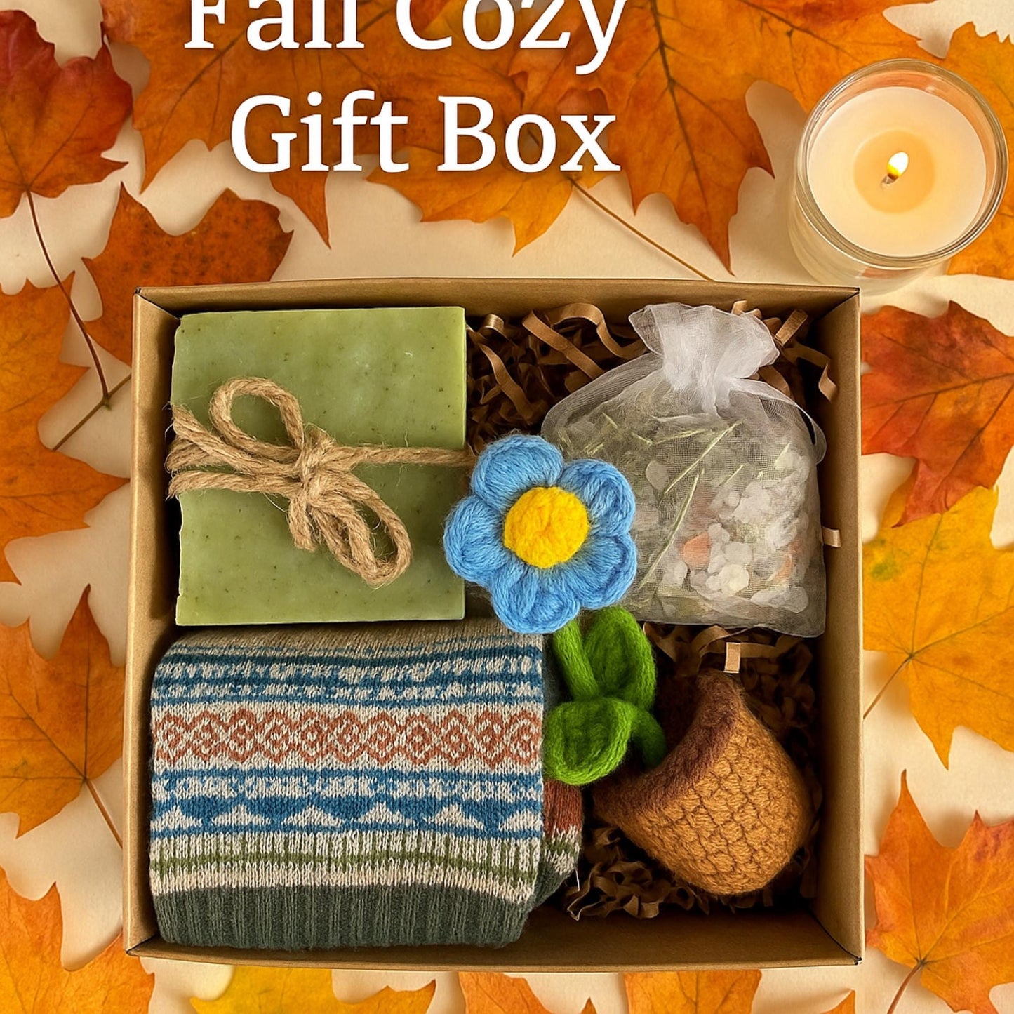 Fall Gift Box, Thanksgiving Gift, Autumn Cozy Box, Fall Care Package, Hostess Gift Box, Seasonal Cozy Gift, Autumn Self Care, Fall Wellness Gift, Cozy Socks Gift, Handmade Soap Box, Small Fall Gift, Thinking of You Fall, Autumn Thank you Gift