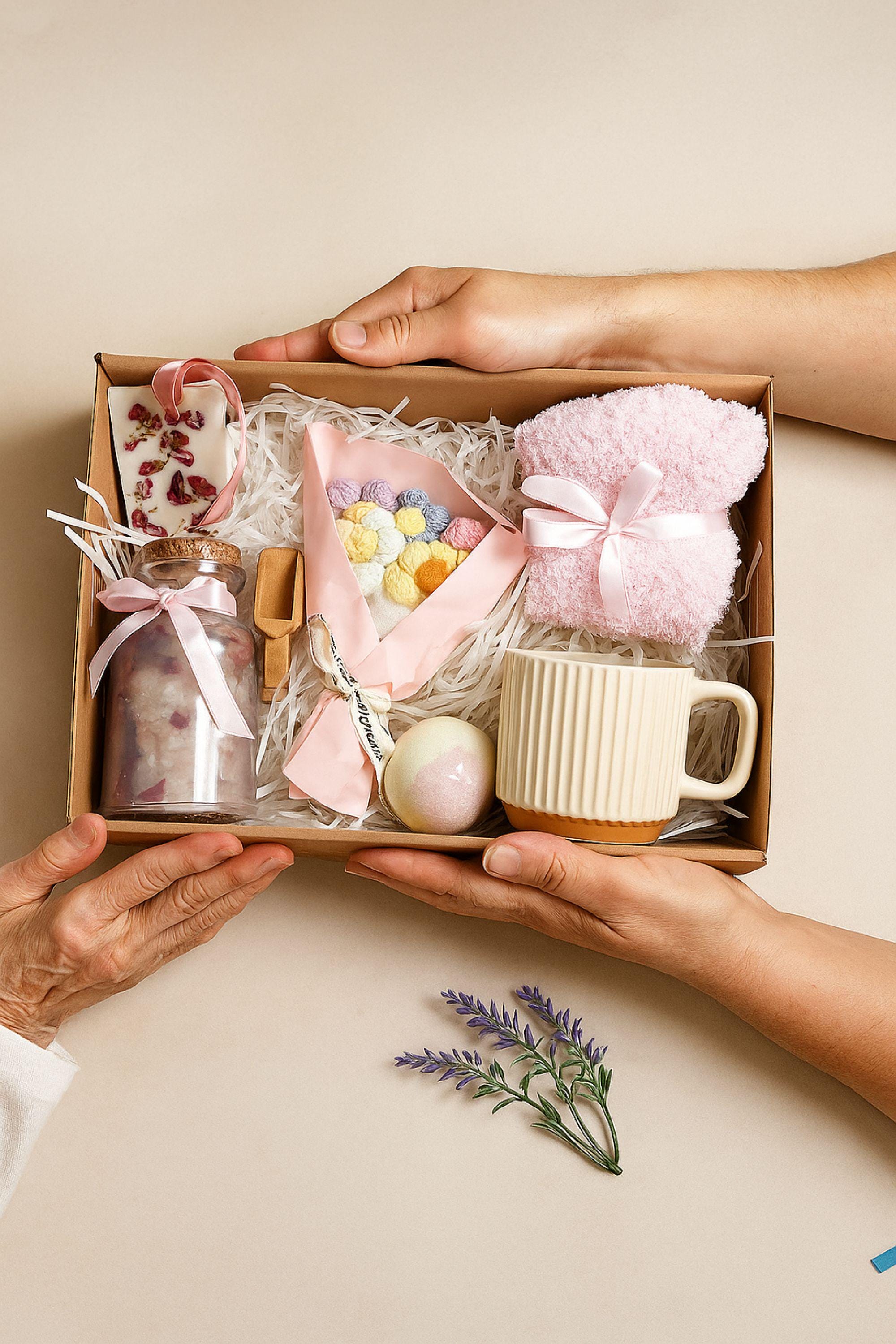 sympathy gift box, comfort and healing spa set, thinking of you gift, get well soon care package, cozy comfort gift, bereavement box, handmade spa gift, self care basket, wellness gift for women, hug in a box, lavender spa box, support gift for friend, feel better gift set, handmade comfort box, relaxation gift for her