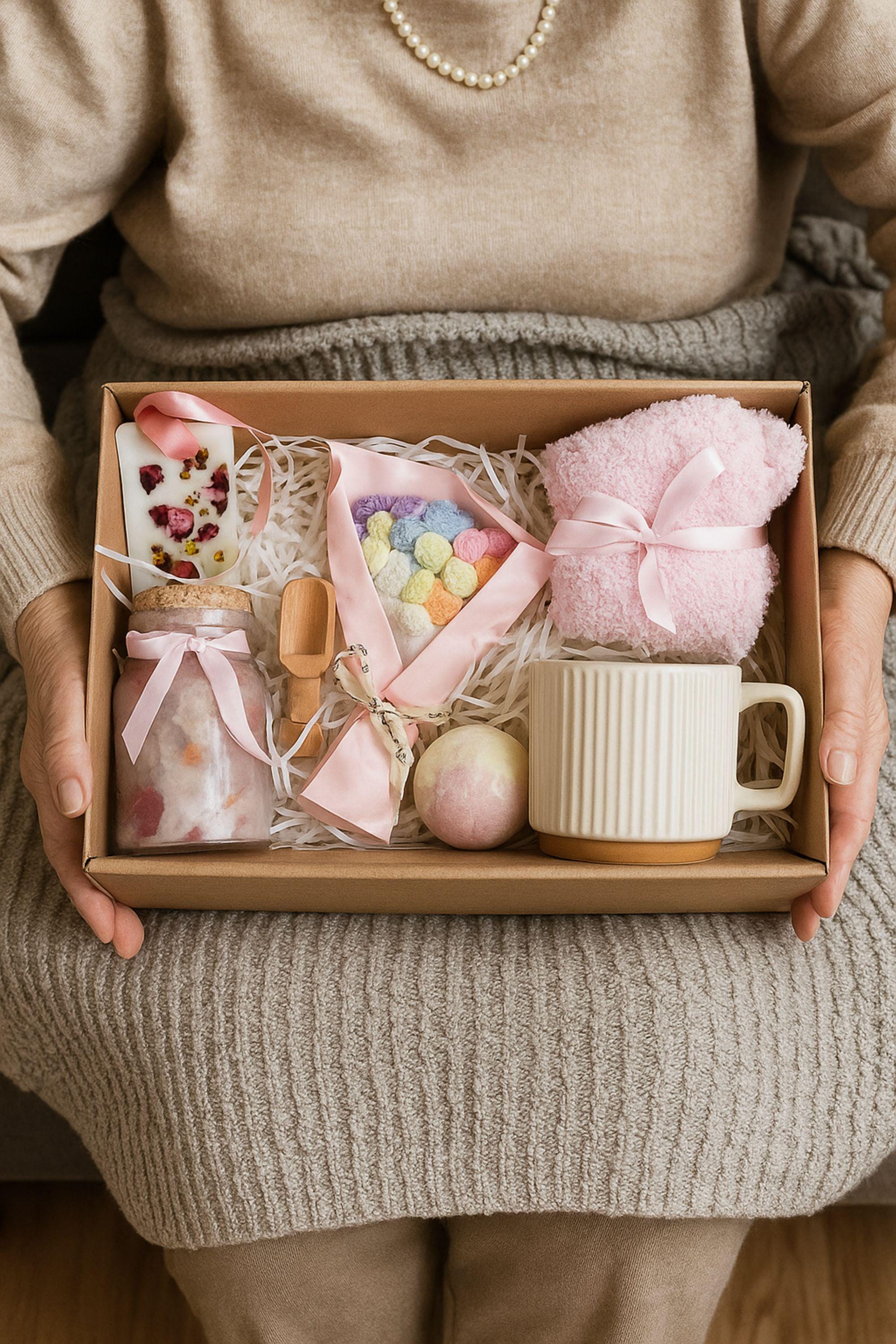 sympathy gift box, comfort and healing spa set, thinking of you gift, get well soon care package, cozy comfort gift, bereavement box, handmade spa gift, self care basket, wellness gift for women, hug in a box, lavender spa box, support gift for friend, feel better gift set, handmade comfort box, relaxation gift for her