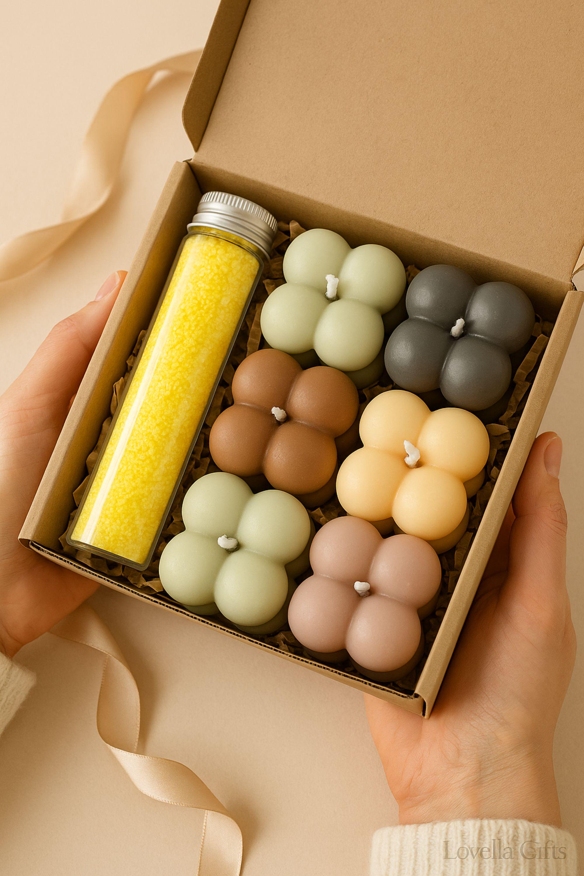 Bubble Candle Set with Bath Salts – Mini Spa Gift Box, Birthday Gift for Her, Thank You Present
