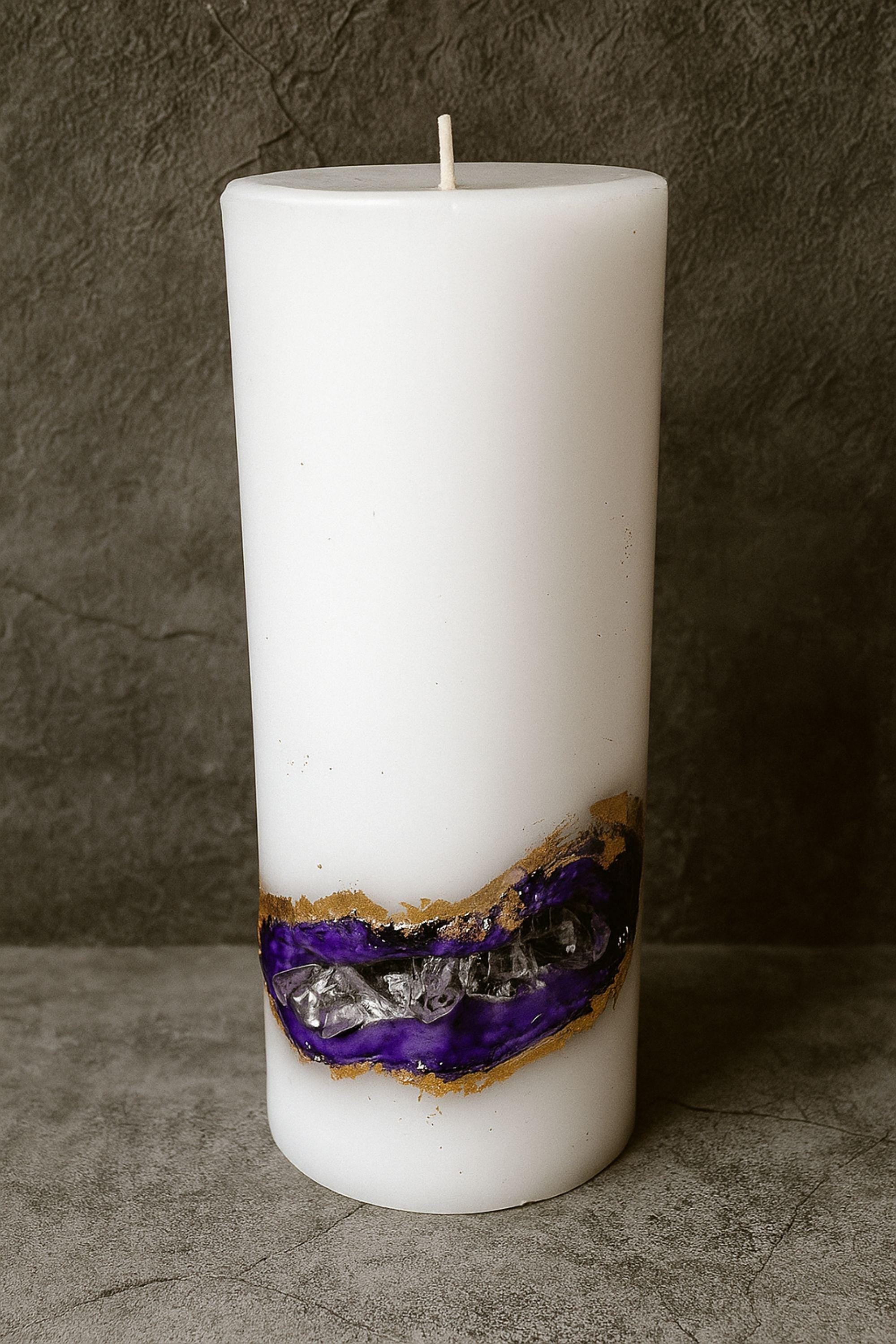 Amethyst Geode Candle – Crystal Decor, Luxury Home Decor with 24k Gold, Gift for Her