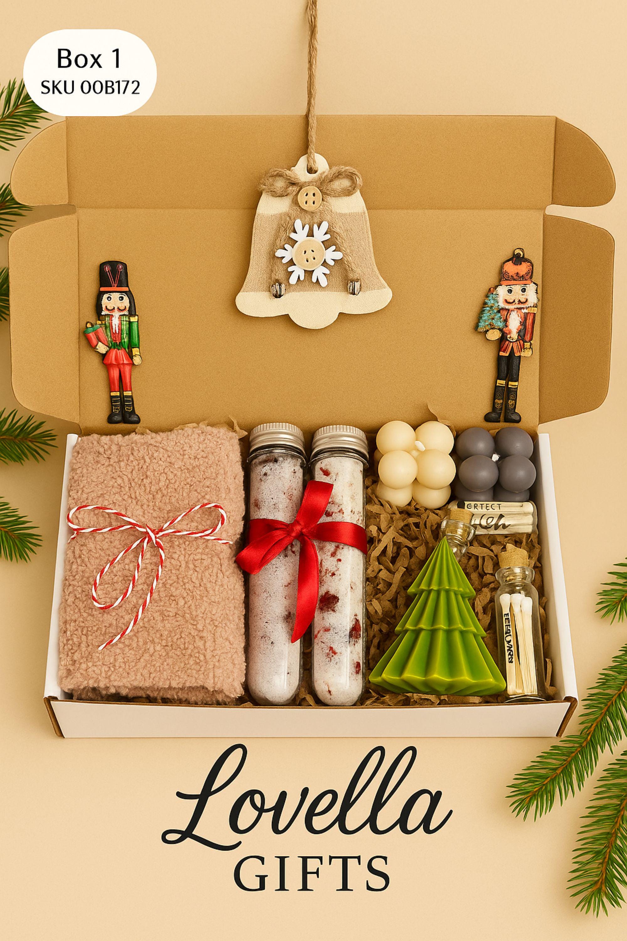 holiday spa gift, eco friendly Christmas gift, sunflower gift box, handmade holiday spa set, natural holiday self care, eco holiday box, spa Christmas gift, sunflower spa gift, holiday thank you box, Christmas gift box, Holiday self care set, Cozy spa gift, Socks candle gift, Bath salt tube set, Handmade soap box, Winter relaxation gift, Rustic Christmas decor, Cozy holiday gift for her, Christmas gift basket women, Handmade candle gift, Christmas pamper box, Lovella Gifts spa set