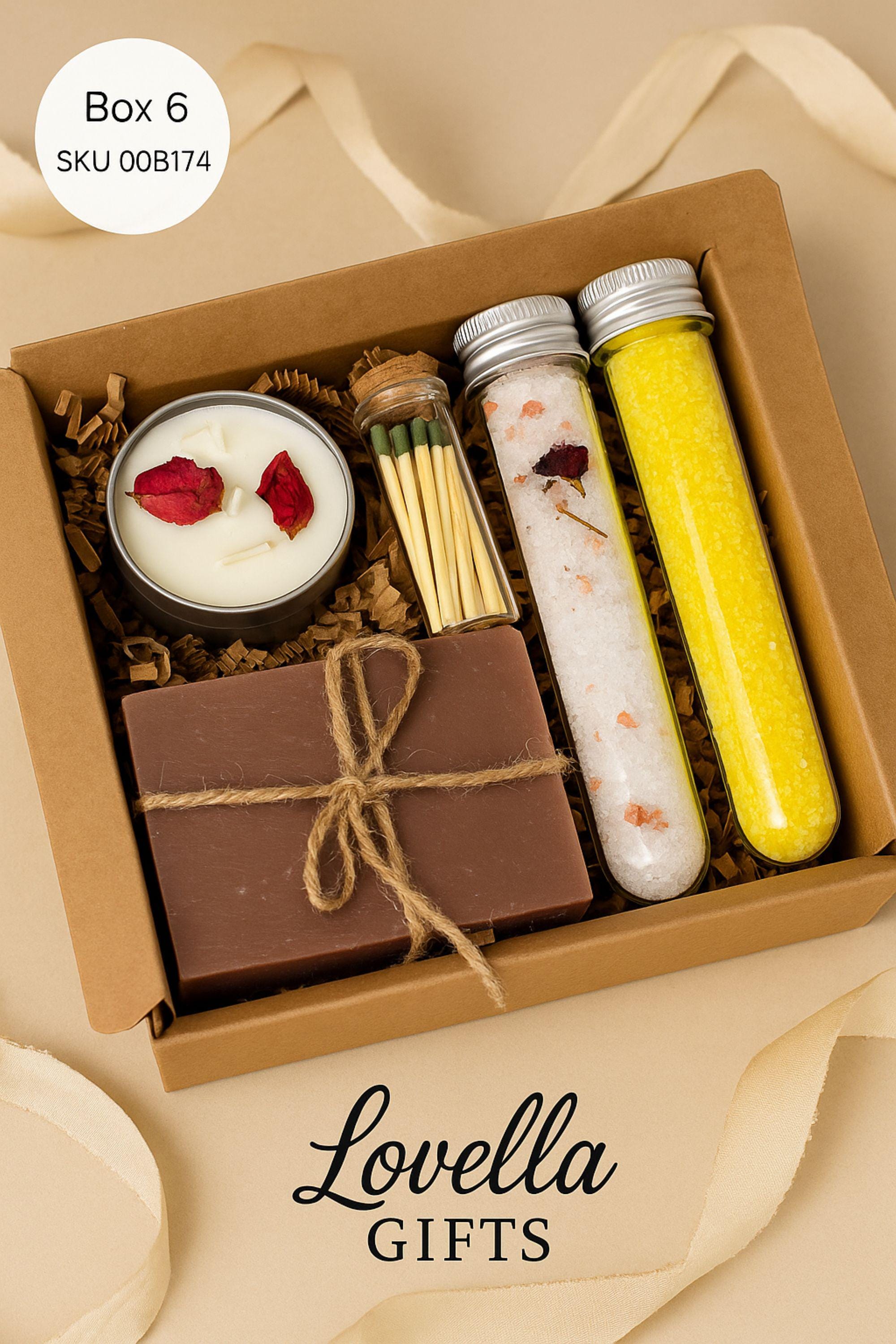 Cozy care package gift box with soft blanket and handmade spa essentials arranged in neutral kraft box. Self care spa basket for women featuring comfort items designed for relaxation and stress relief. Thoughtful comfort gift for her perfect for birthday, get well soon, thinking of you, or recovery support. Beautifully arranged cozy blanket gift box ready to send as a warm and meaningful present.