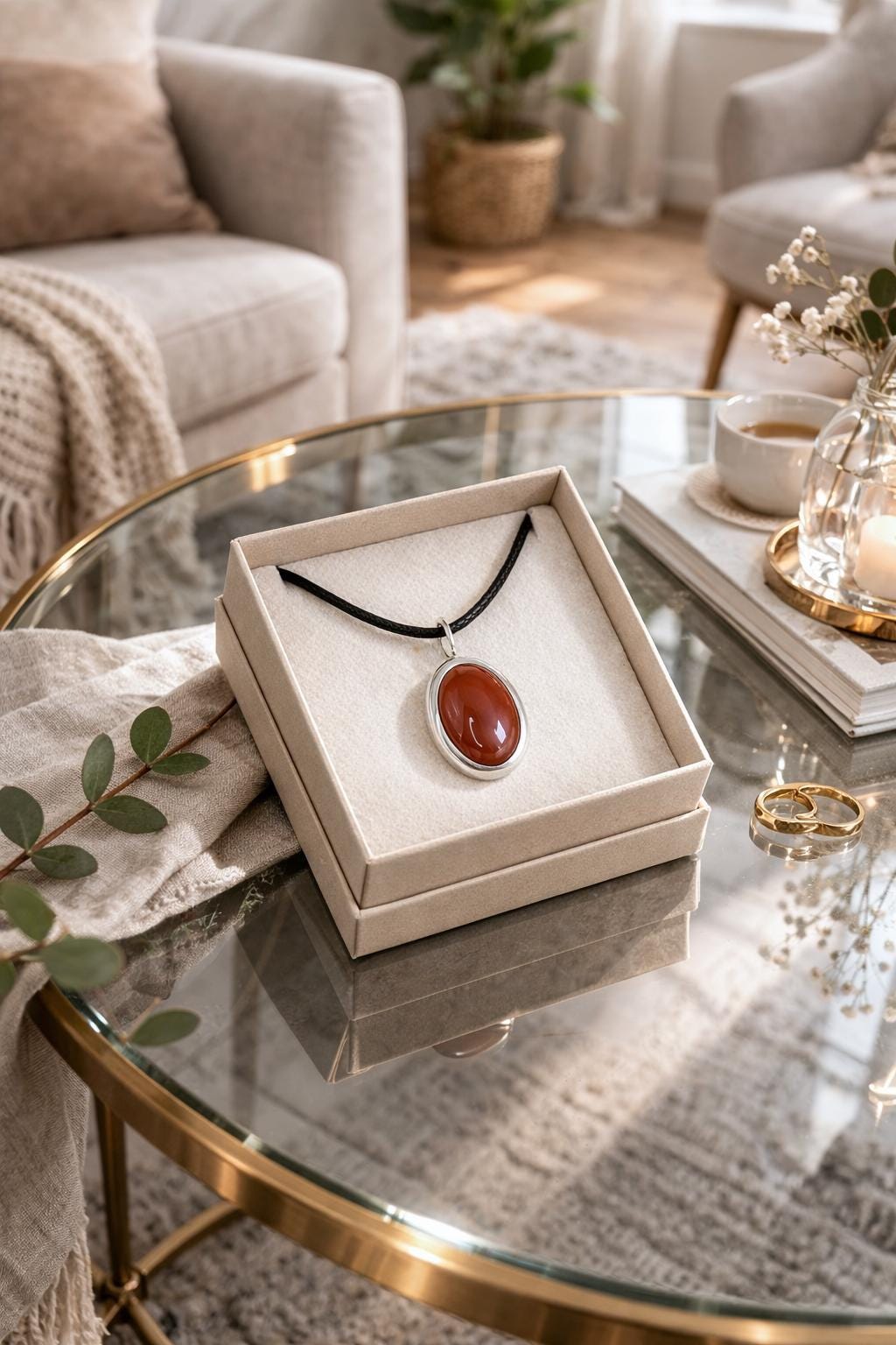 Carnelian pendant necklace in sterling silver with adjustable black cord, oval red gemstone jewelry for mom birthday gift, minimalist everyday necklace, protection crystal pendant for her, mother daughter gift