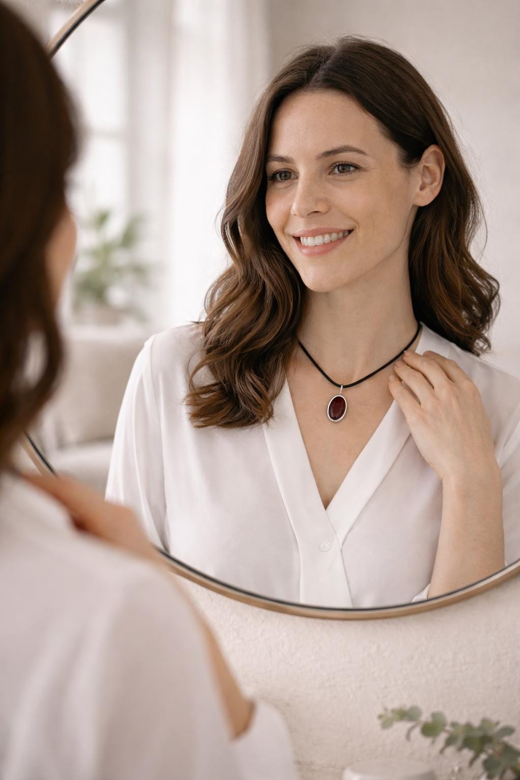 Carnelian pendant necklace in sterling silver with adjustable black cord, oval red gemstone jewelry for mom birthday gift, minimalist everyday necklace, protection crystal pendant for her, mother daughter gift