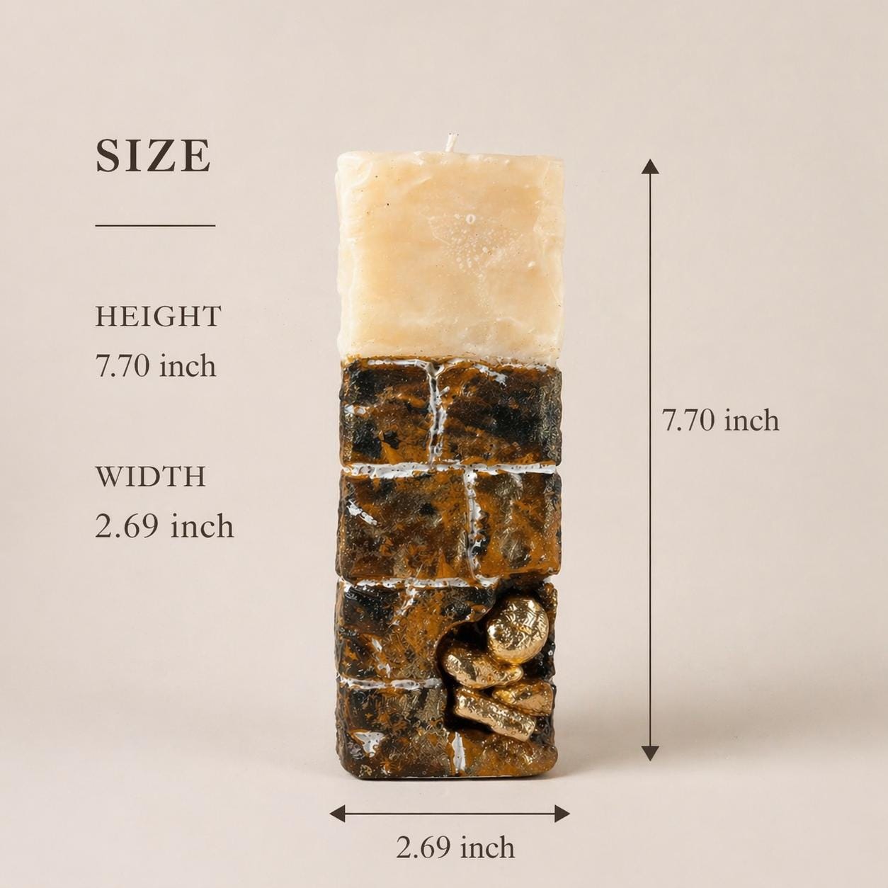decorative candle dimensions 7.70 inch height 2.69 inch width sculptural candle size reference