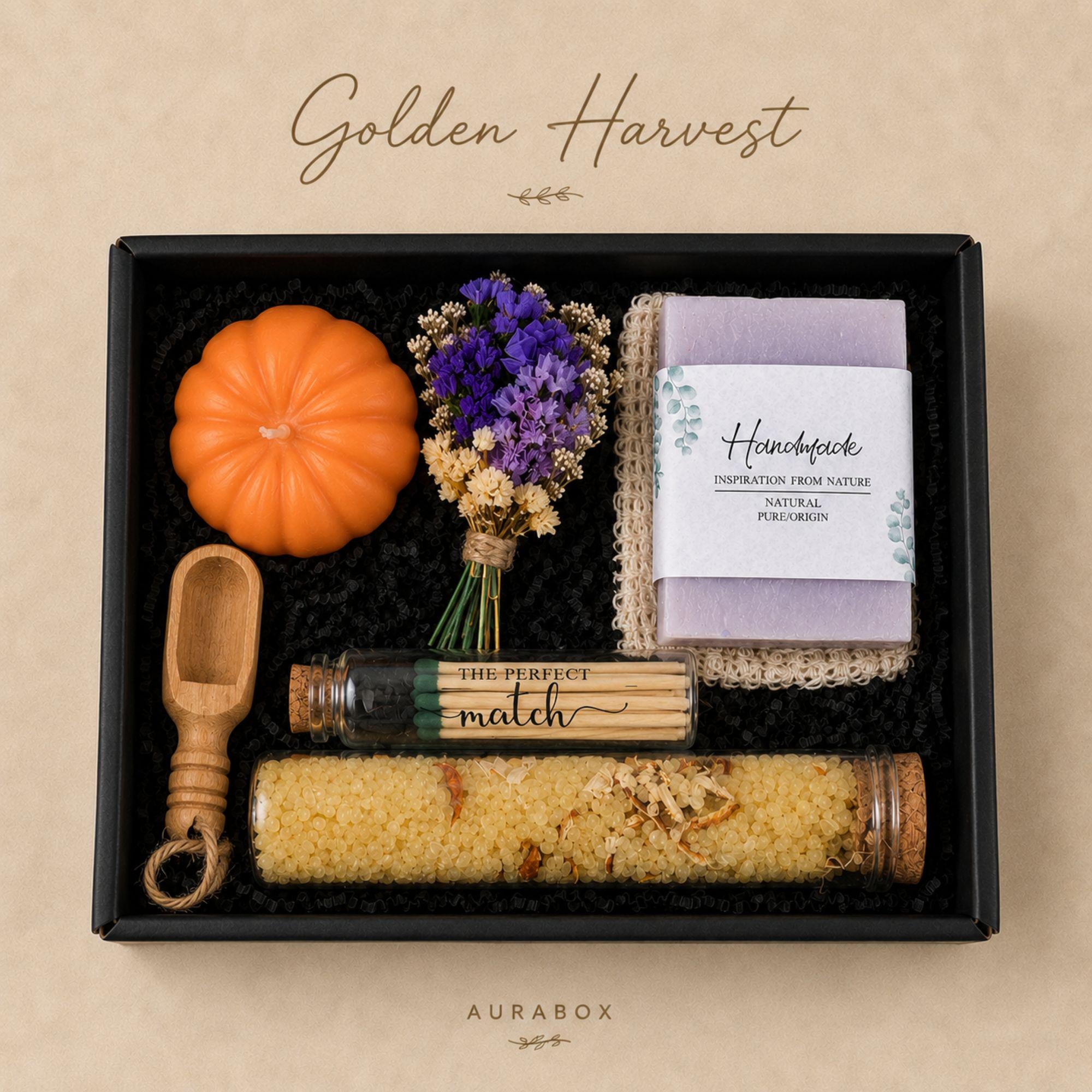 Thanksgiving Gift Box for Women, Fall Spa Gift Basket, Cozy Autumn Self Care Package, Pumpkin Candle Hostess Gift Set