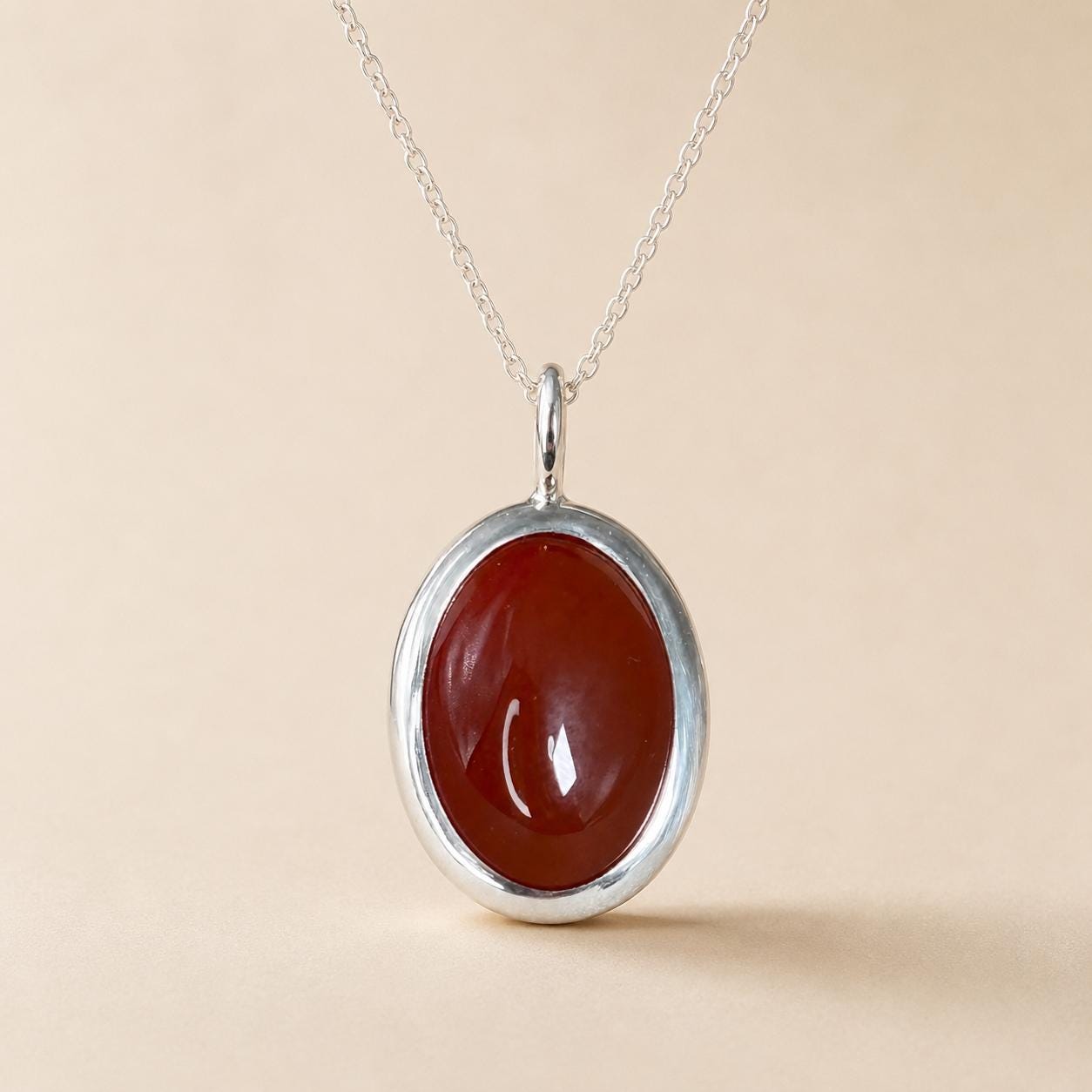 Sterling Silver Carnelian Pendant Necklace, Red Gemstone Necklace, Protection Amulet, Minimalist Jewelry, Gift for Her, mom birthday gift
