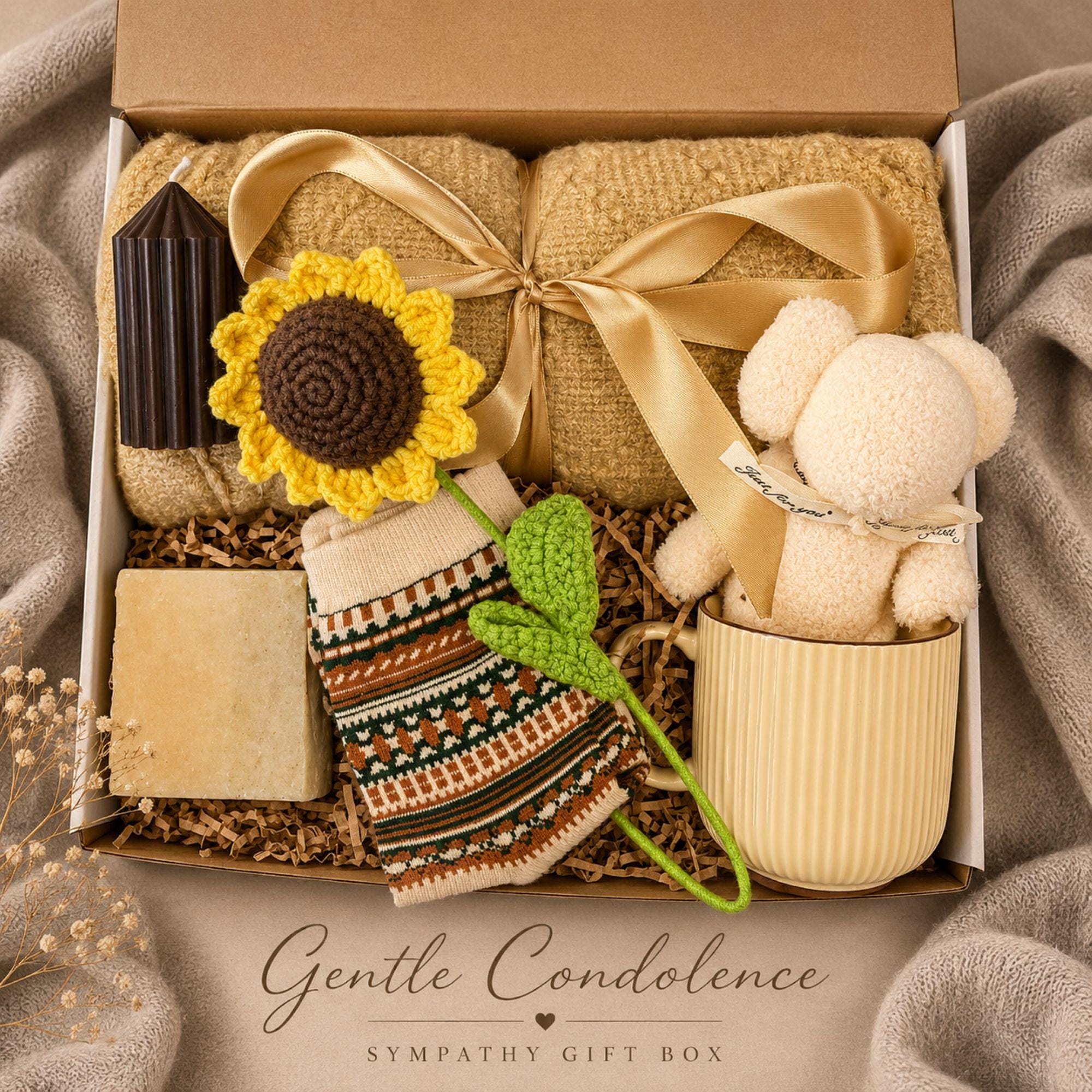 Loss of Mother Gift sympathy gift box with comforting bereavement care items, condolence support for loss of mom, and memorial gift presentation.