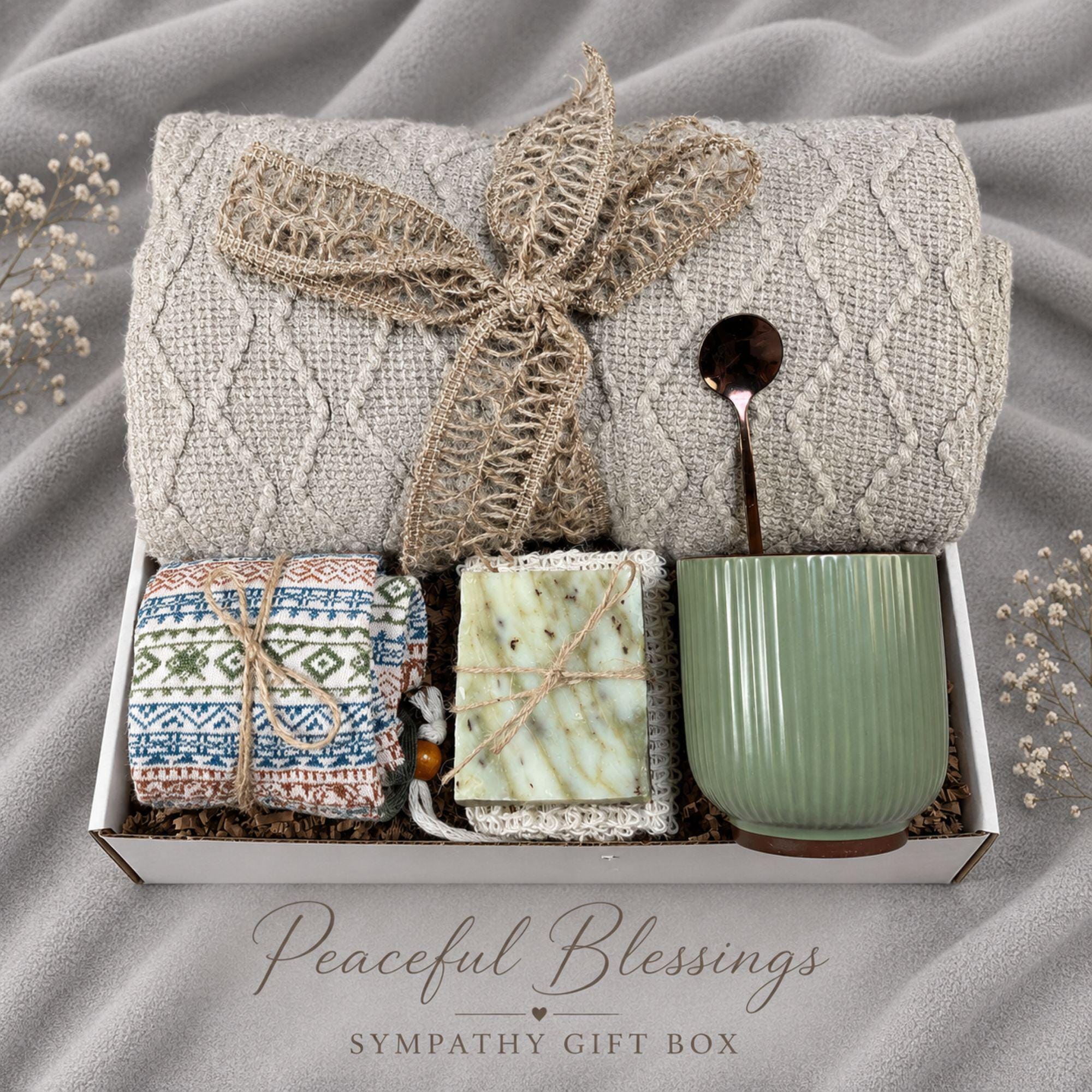 Miscarriage Gift Box pregnancy loss care package with gentle comfort items, baby loss memorial support, sympathy gift for mom, and bereavement presentation.