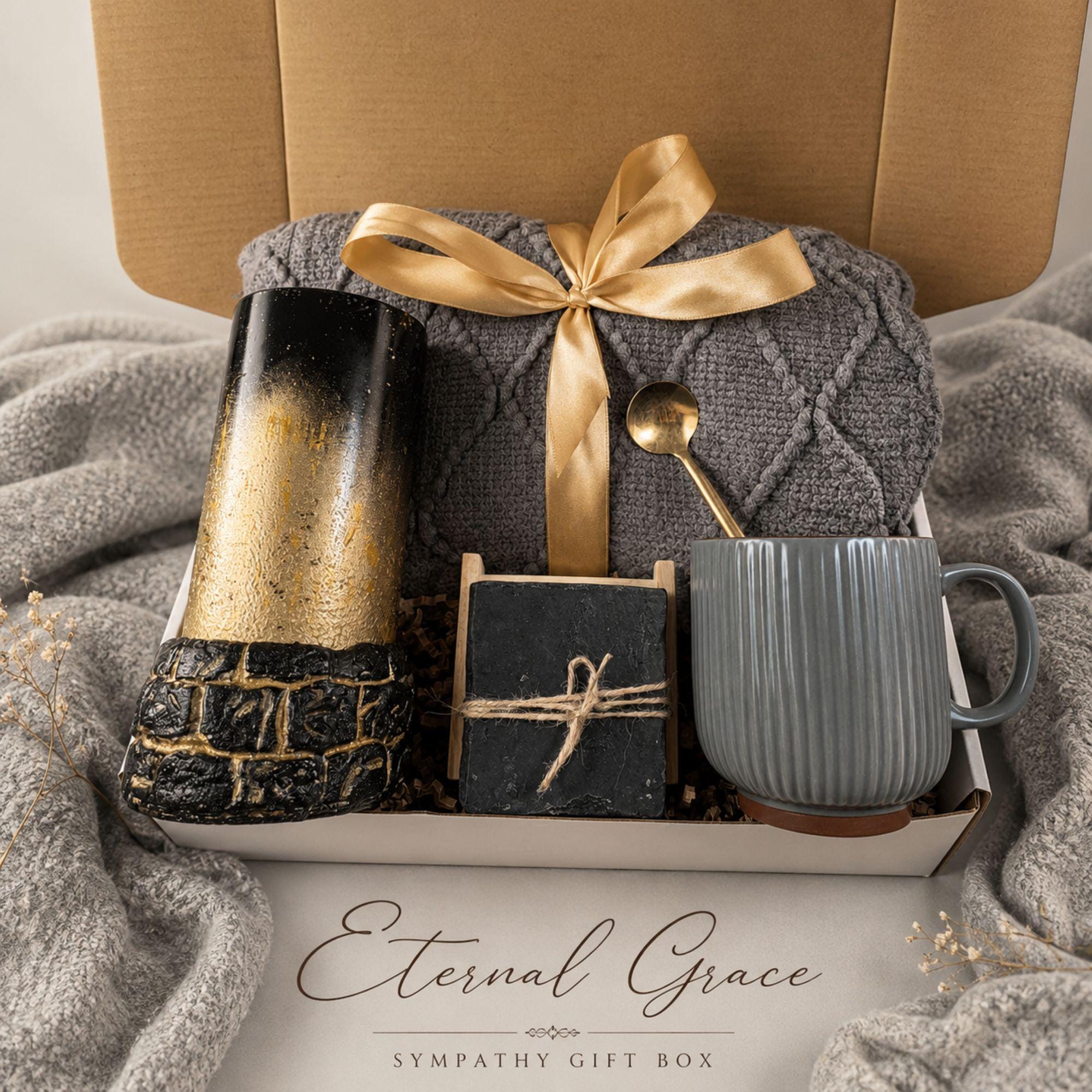Loss of Mother Gift sympathy gift box with comforting bereavement care items, condolence support for loss of mom, and memorial gift presentation.