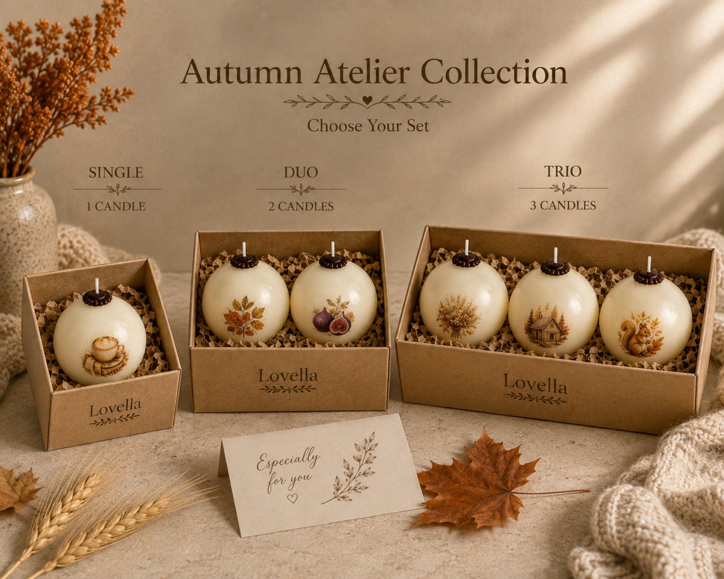 Autumn Candle handmade coffee lover fall decor sphere candle for cottagecore styling, Thanksgiving decor, hostess gift, and cozy housewarming gift. Product image 12.