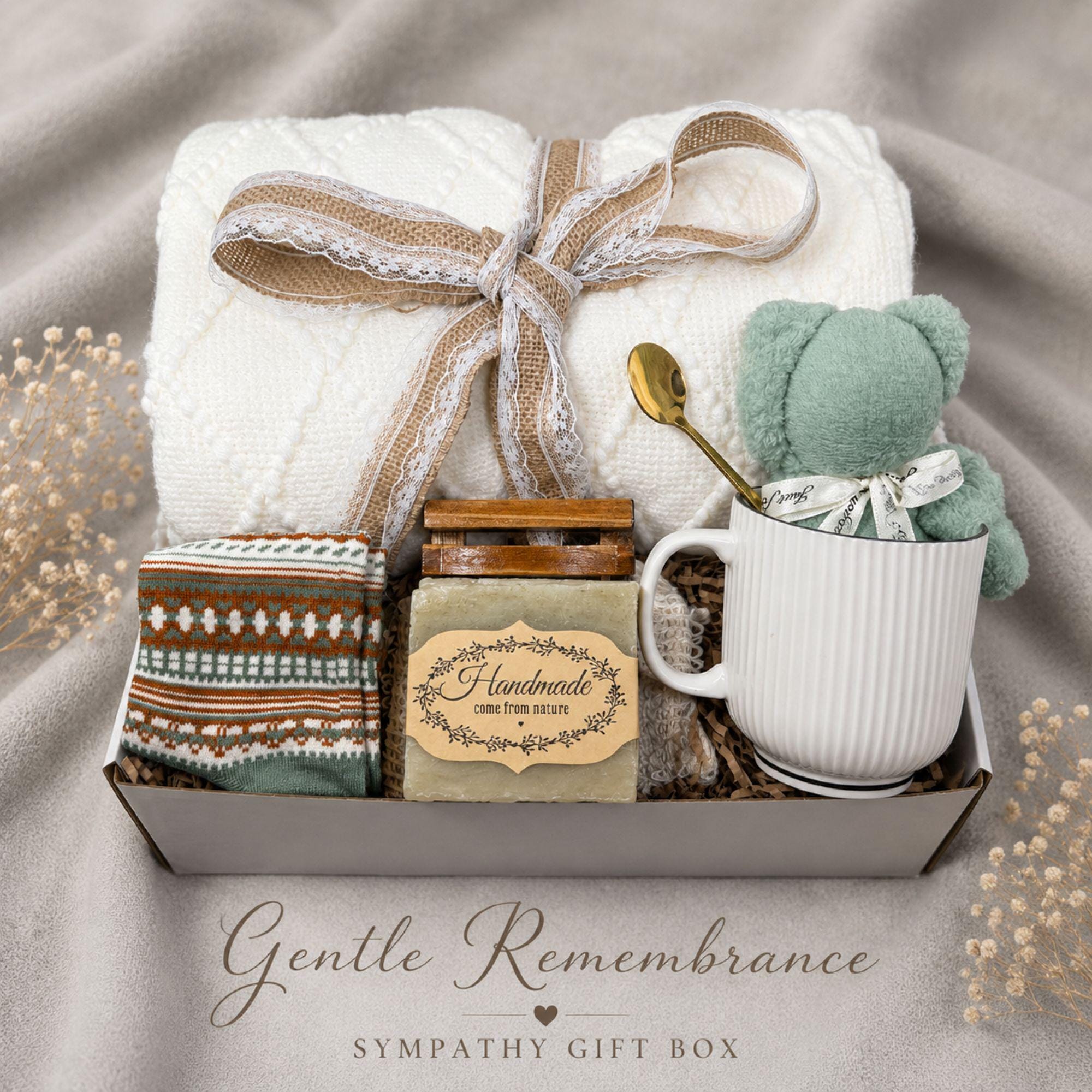 Pregnancy Loss Gift miscarriage care package with gentle comfort items, baby loss memorial support, sympathy gift for mom, and thoughtful bereavement presentation.
