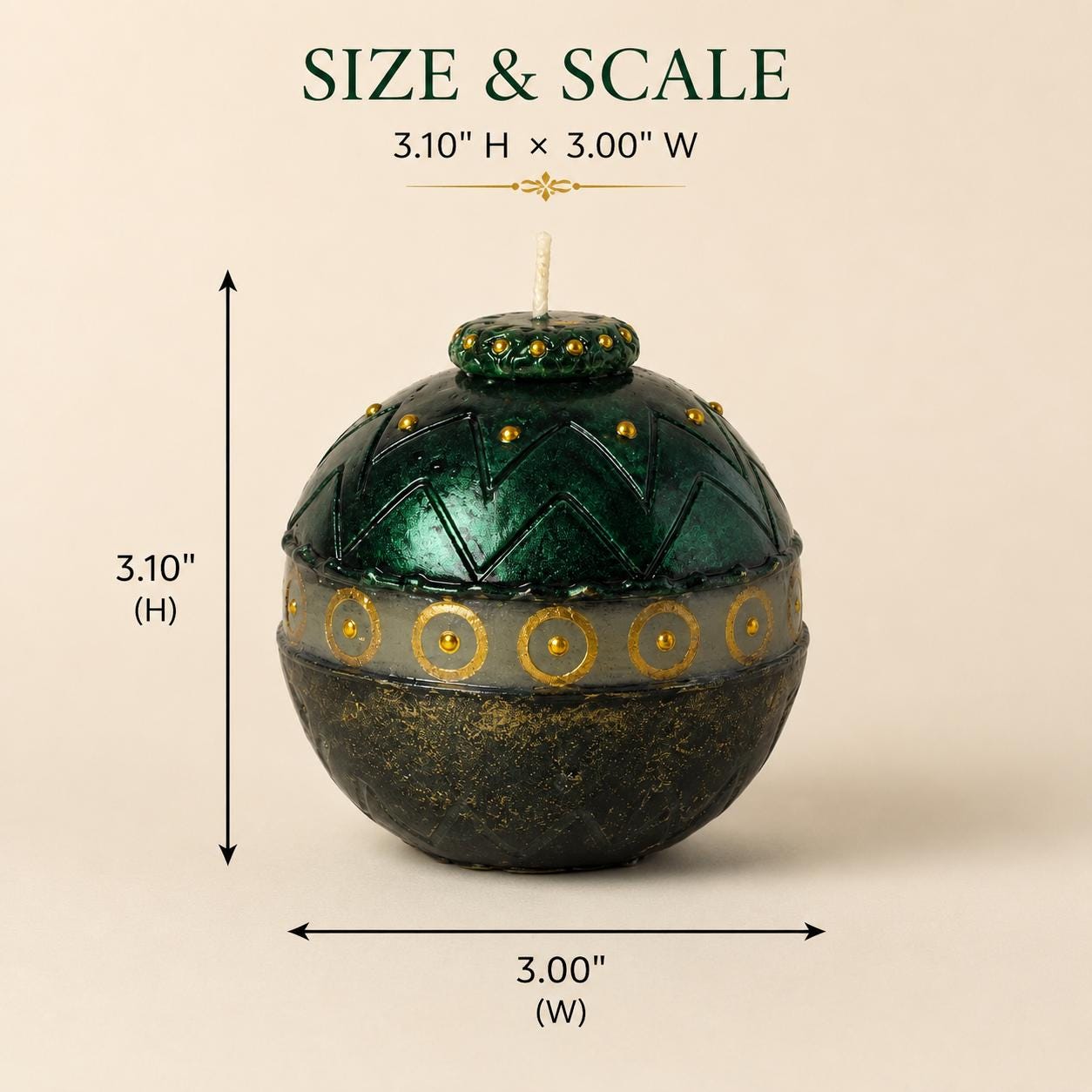 Luxury Green Decorative Candle emerald gold candle for unique home decor, elegant hostess gift, artistic candle styling, and housewarming gift. Product image 2.