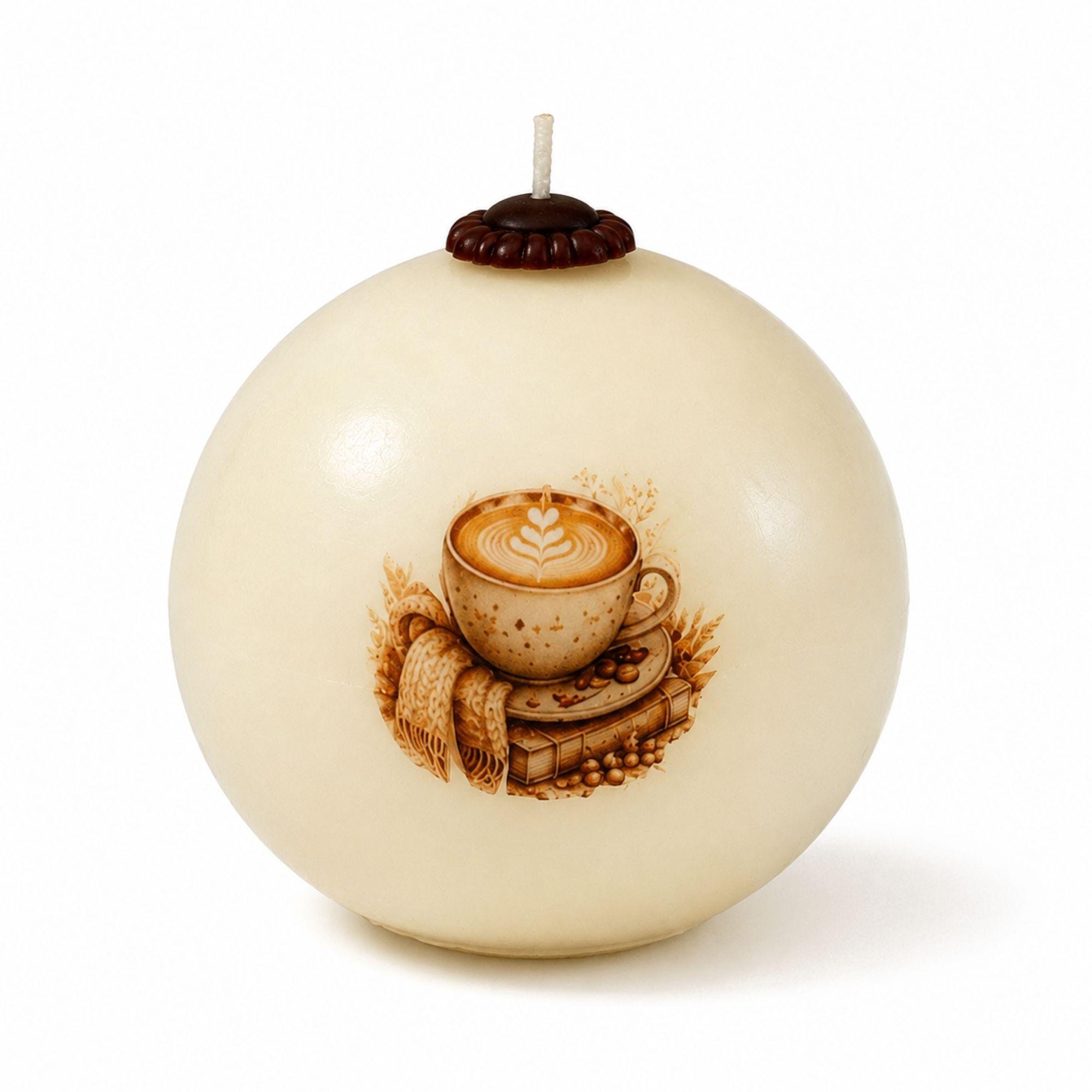 Autumn Candle handmade coffee lover fall decor sphere candle for cottagecore styling, Thanksgiving decor, hostess gift, and cozy housewarming gift. Product image 2.