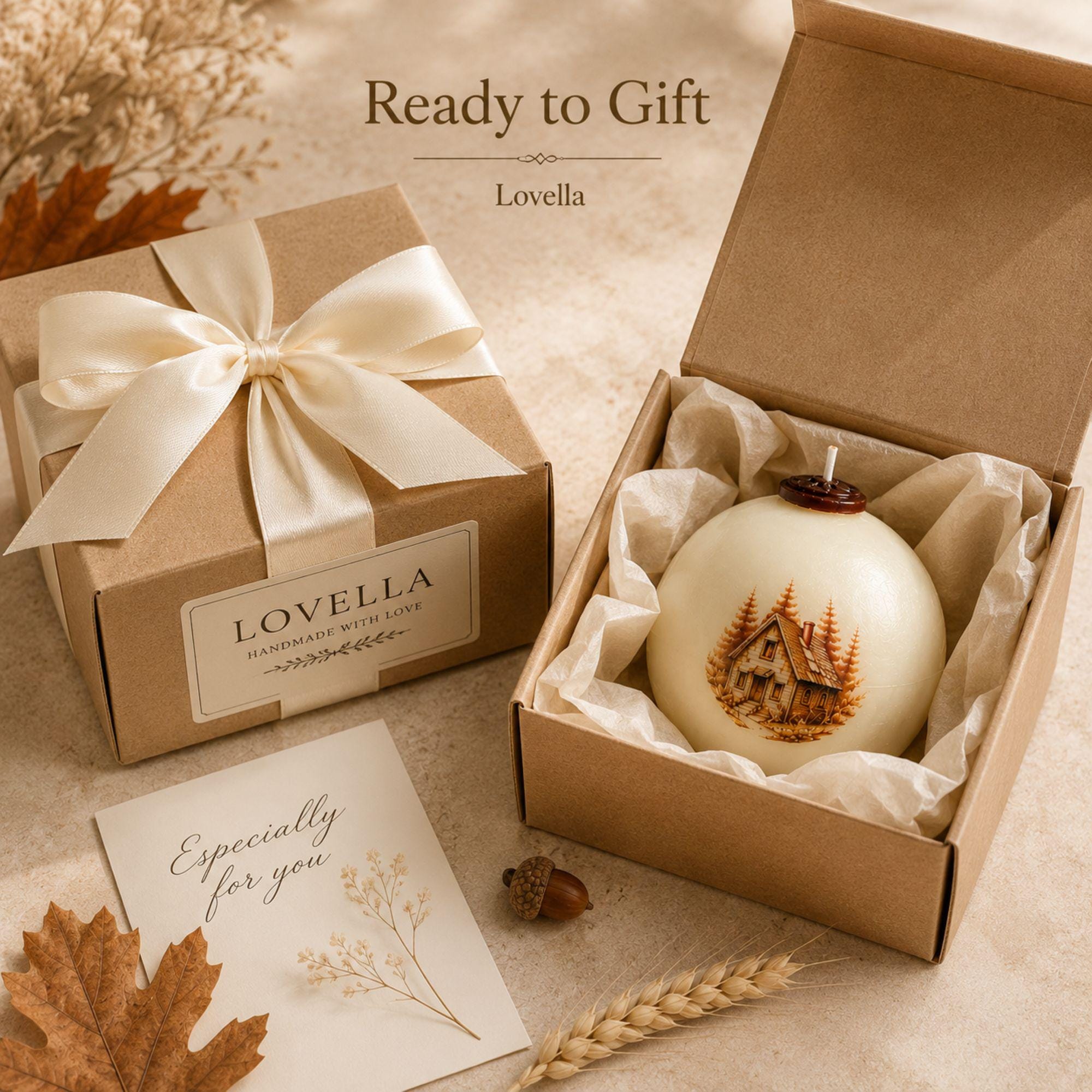 Fall Candle Set handmade autumn candle decor for harvest styling, Thanksgiving decor, cottagecore home decor, and cozy housewarming gift. Product image 7.