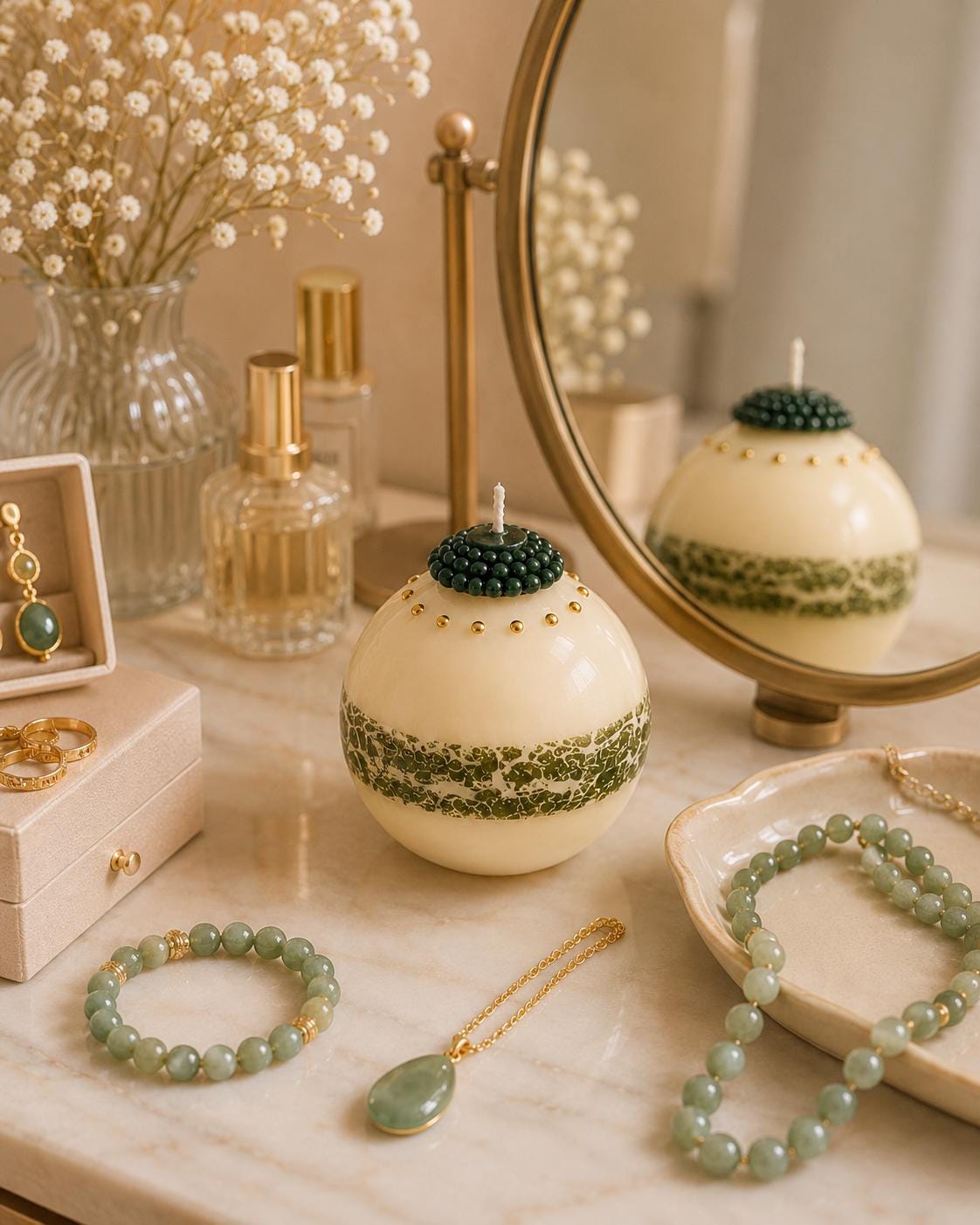 Luxury Decorative Sphere Candle handmade sculptural candle for modern home decor, elegant gift, coffee table decor, and housewarming gift. Product image 10.