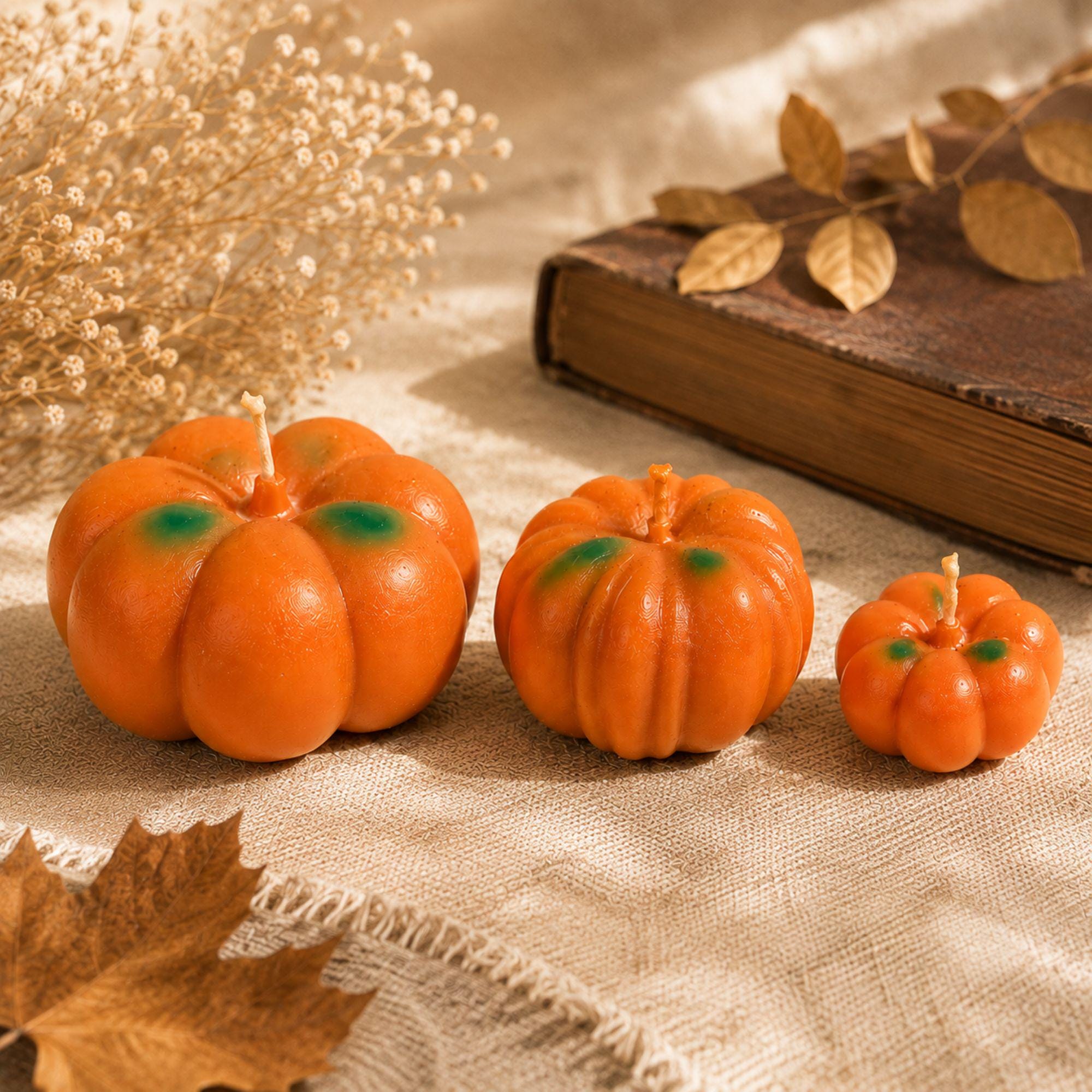Pumpkin Candle Set of 3, Pumpkin Pie Scented Candles, Fall Decor, Autumn Decor, Thanksgiving Table Decor, Fall Centerpiece, Hostess Gift