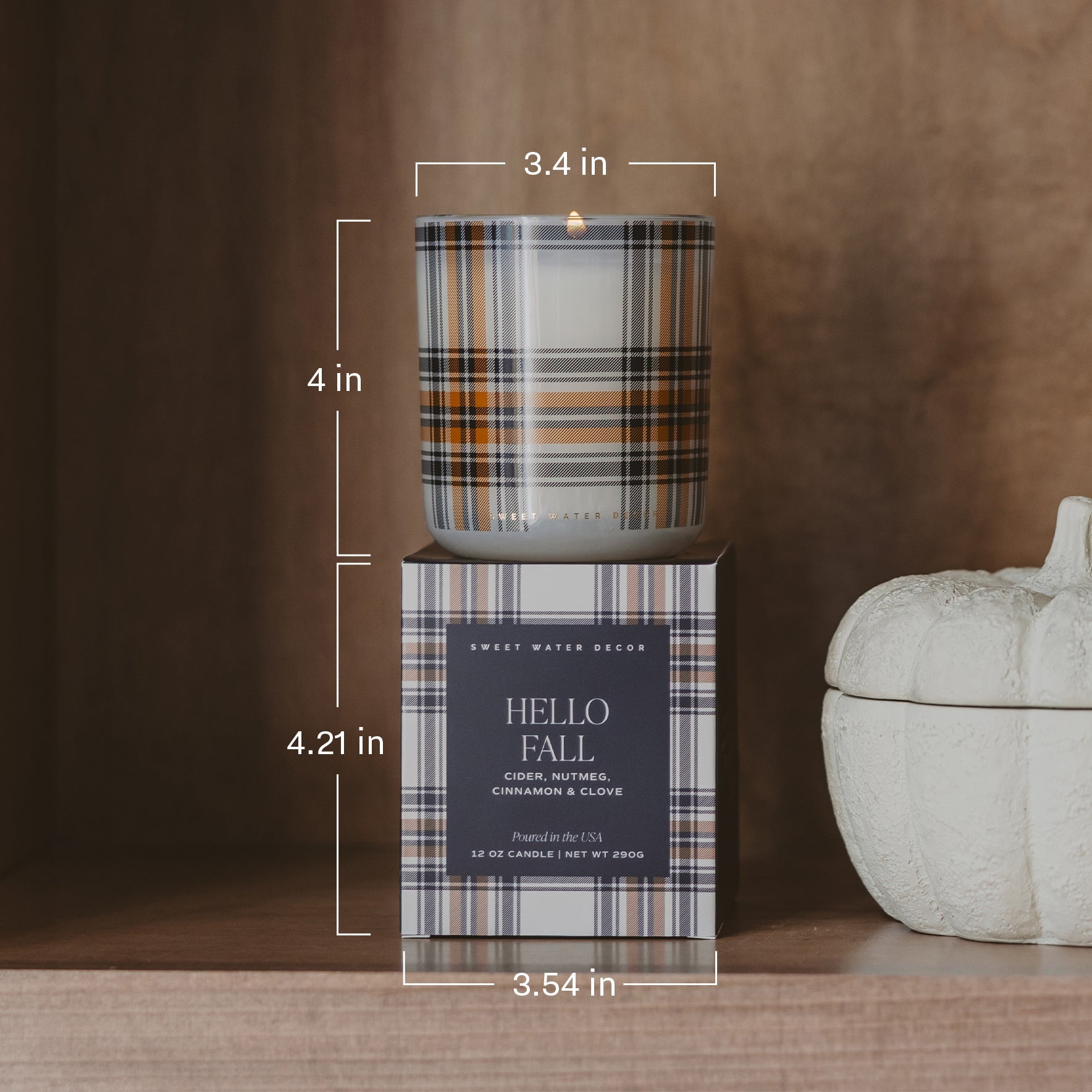 Hello Fall Soy Candle - Boxed Plaid Jar, 12 oz - view 7