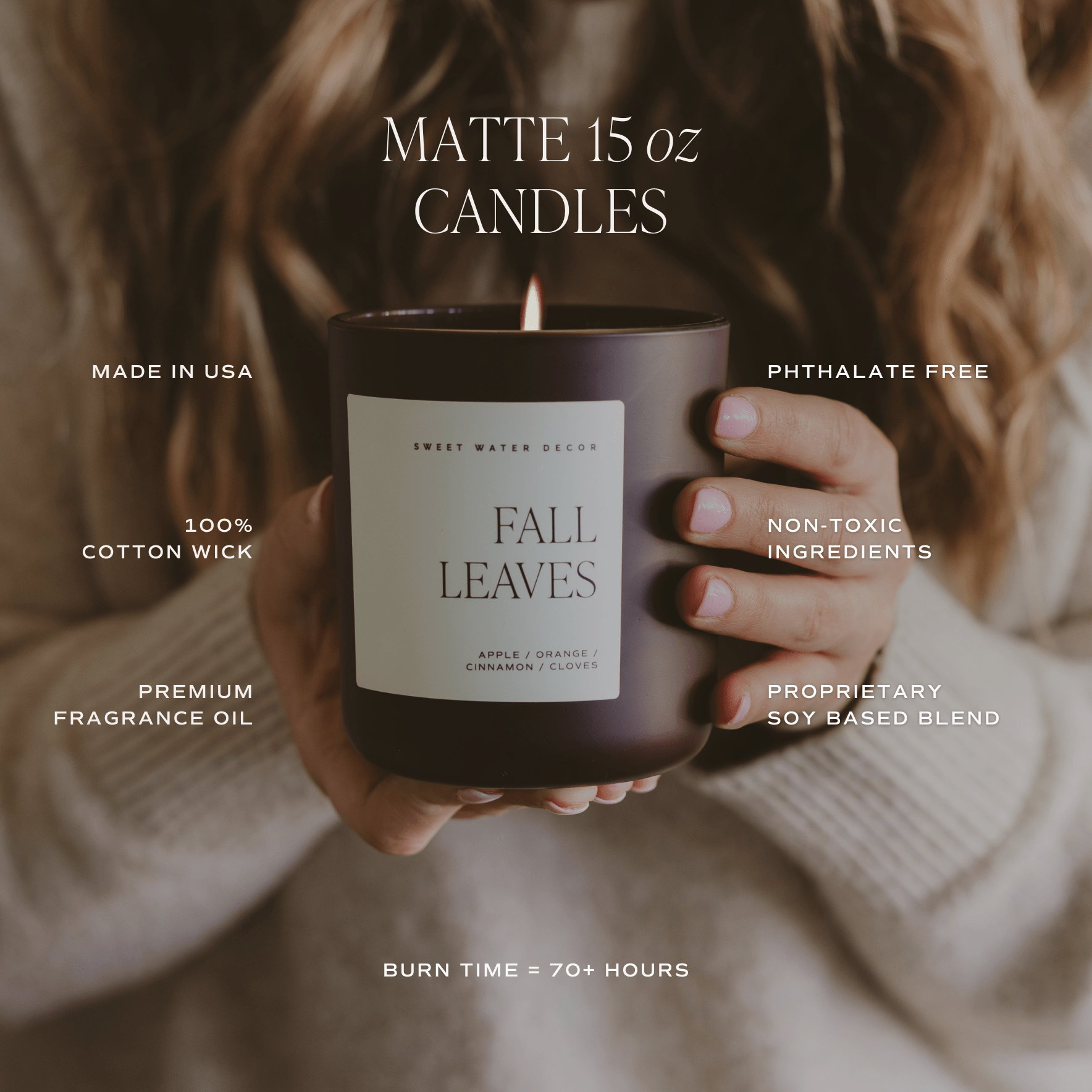 Hello Fall Soy Candle - Brown Matte Jar, 15 oz - view 4